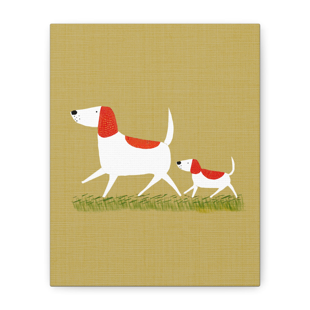 Midwest Mod Springtime Adventure Dog Duo Nursery Kids Art Print - Matte Canvas, Stretched, 1.25"