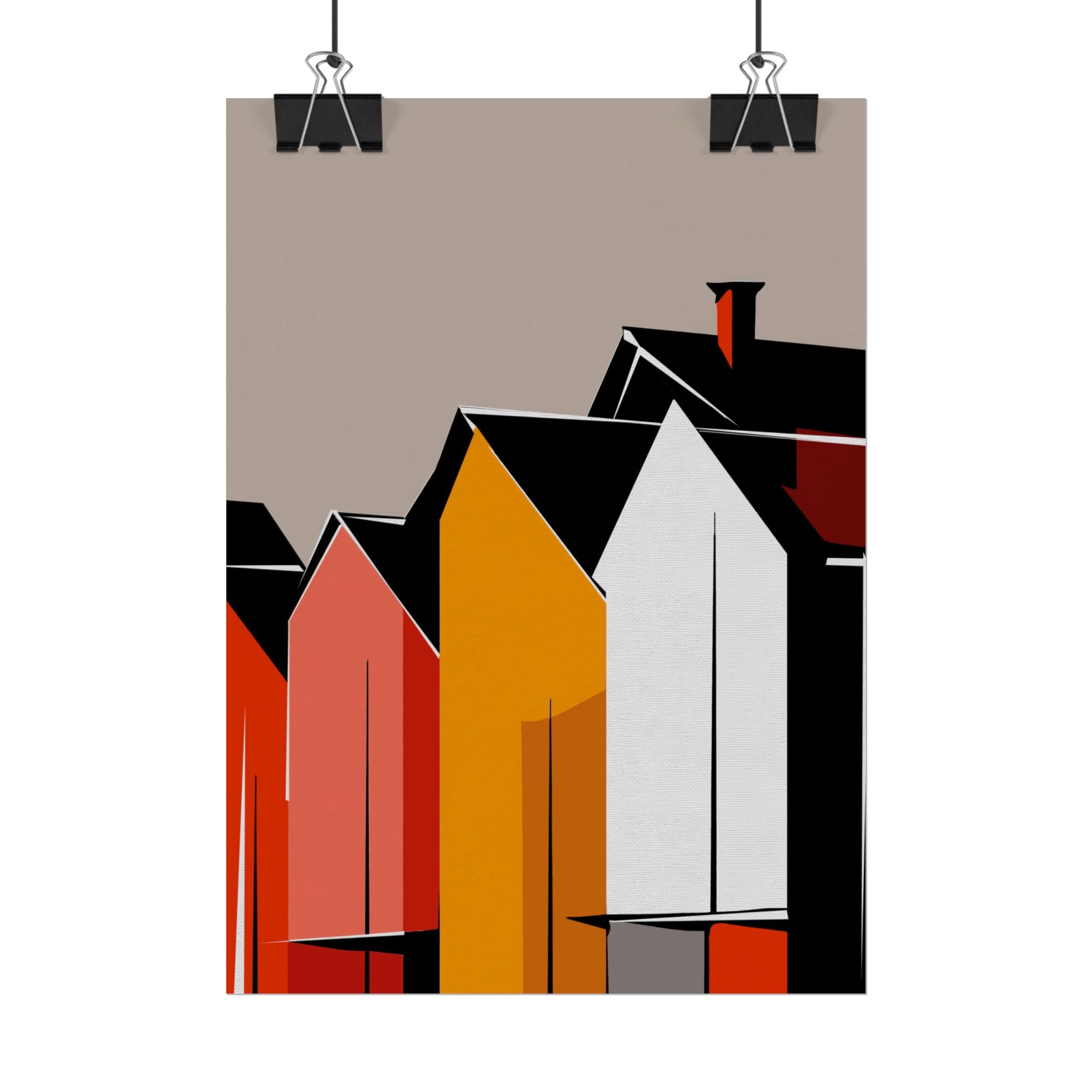 Mid Century Modern Inspired Houses Homes Art Print Rolled Poster | Wall Art, Midwest Mod, Prairie, Architecture