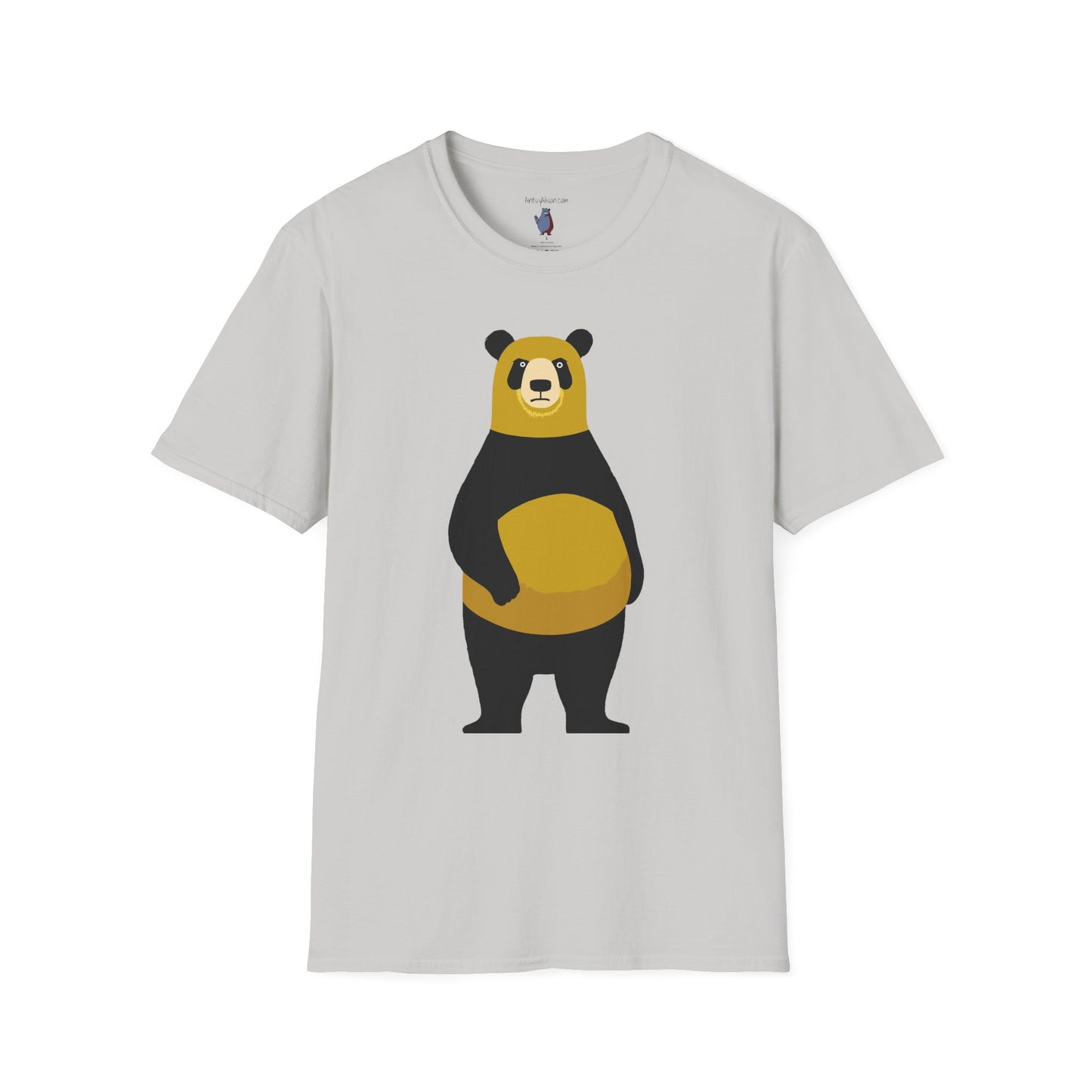 Yellow and Black Bear Number 5 Graphic Art - 100% Cotton T-Shirt