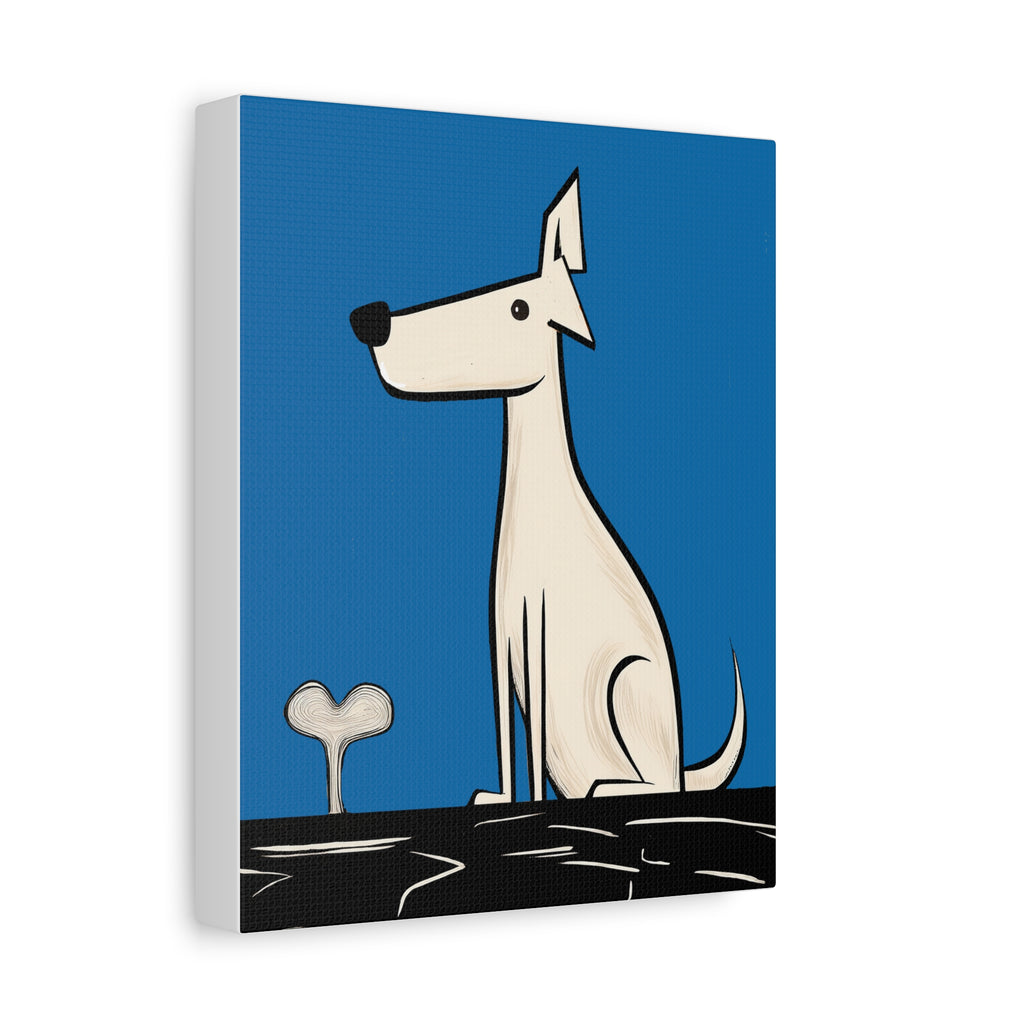 Midwest Mod Dog with Bone Art Print - Matte Canvas, Stretched, 1.25"