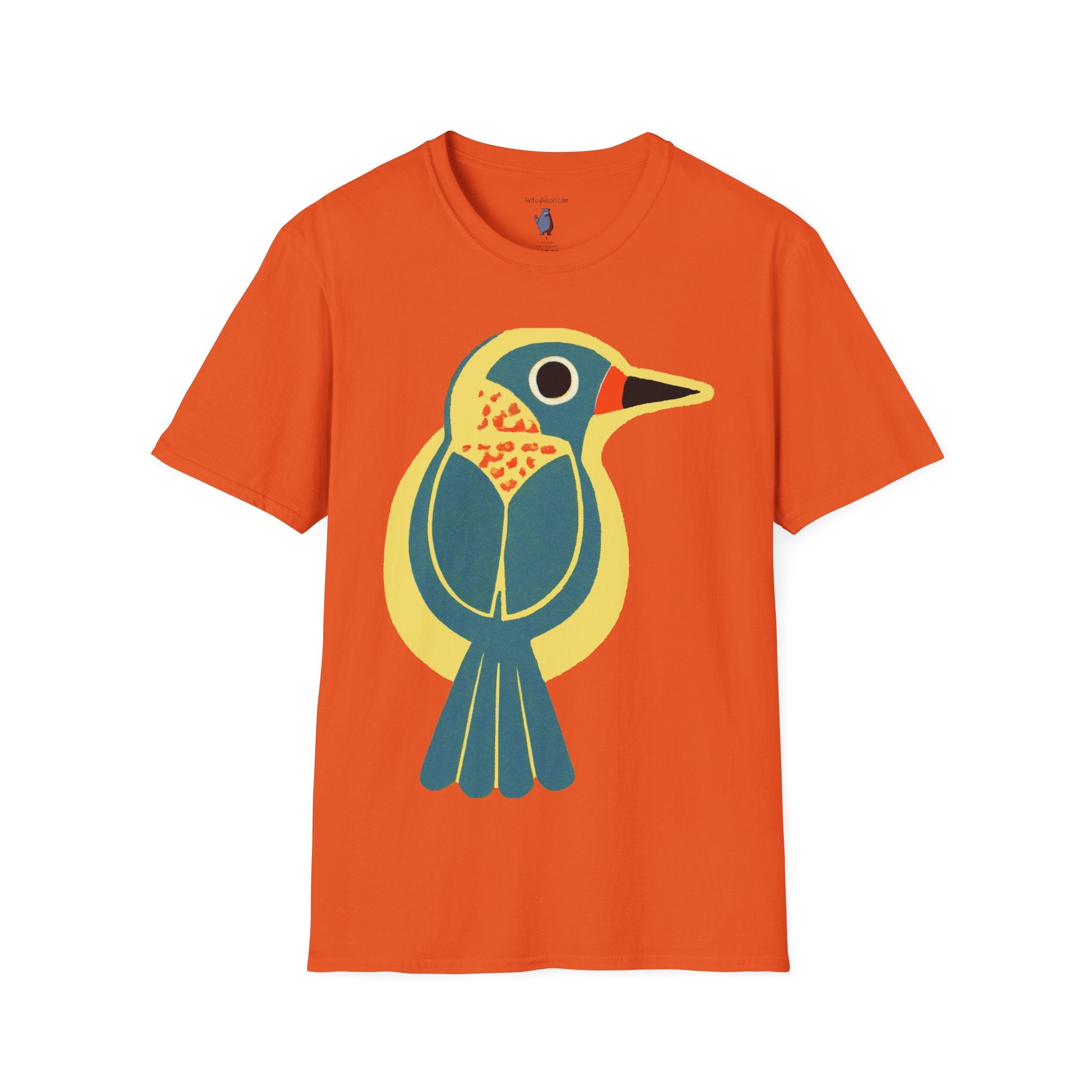 Retro BlueBird Graphic Art Tee - 100% Cotton T-Shirt