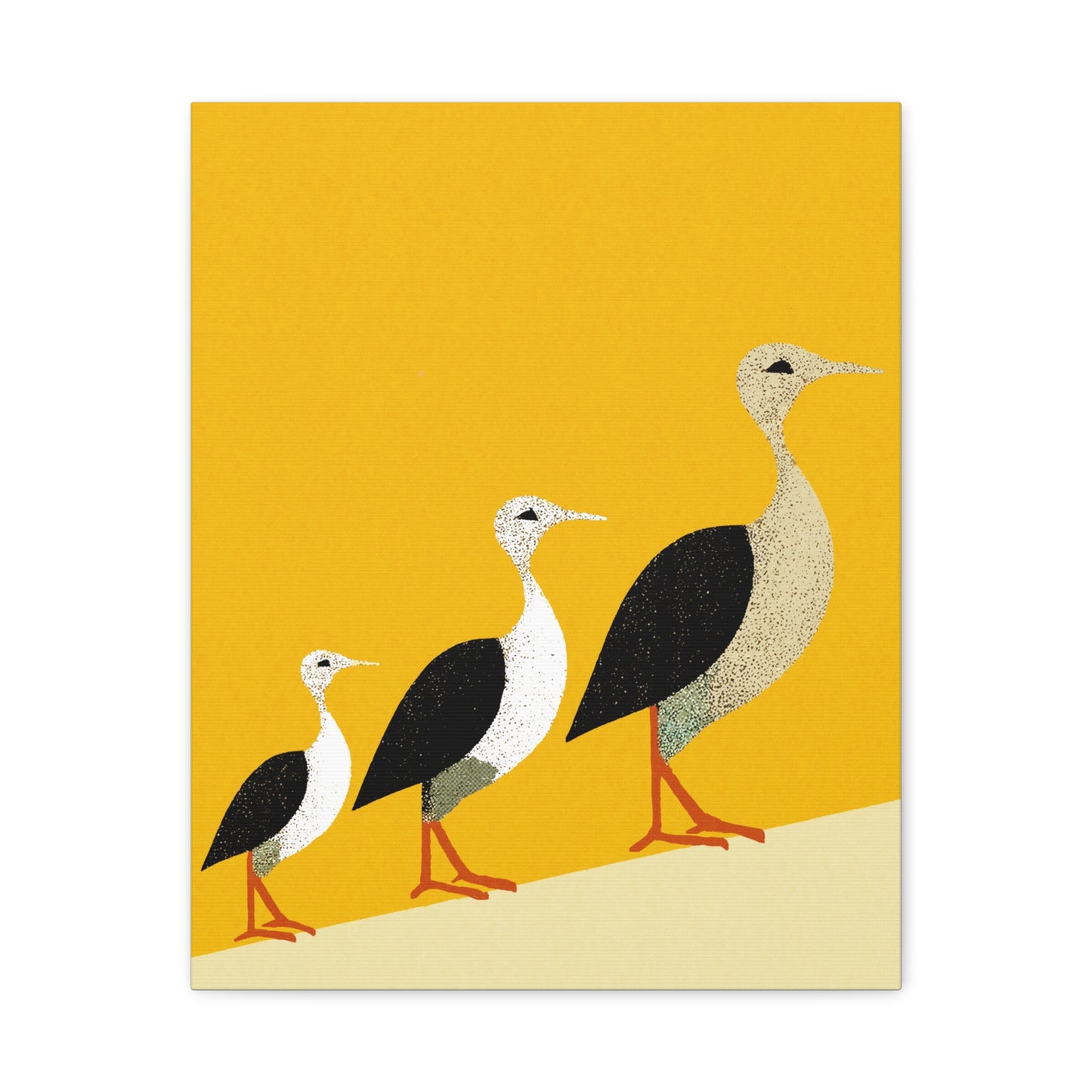 Three Birds in A Row Modern Graphic Art Print - Matte Canvas, Stretched, 1.25"