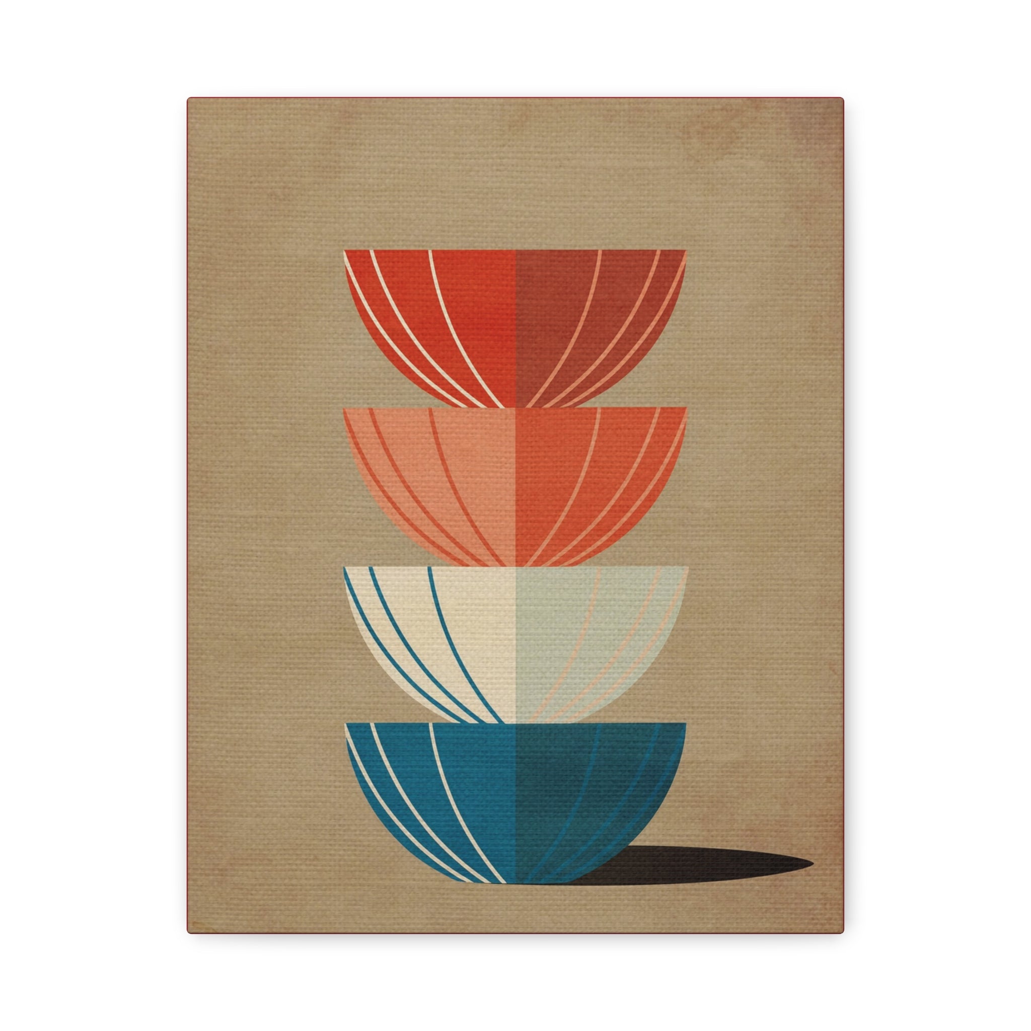 Midwest Modern Striped Stack of Bowls - Matte Canvas, Stretched, 1.25" -  home decor, wall art, bowls, kitchen, dining