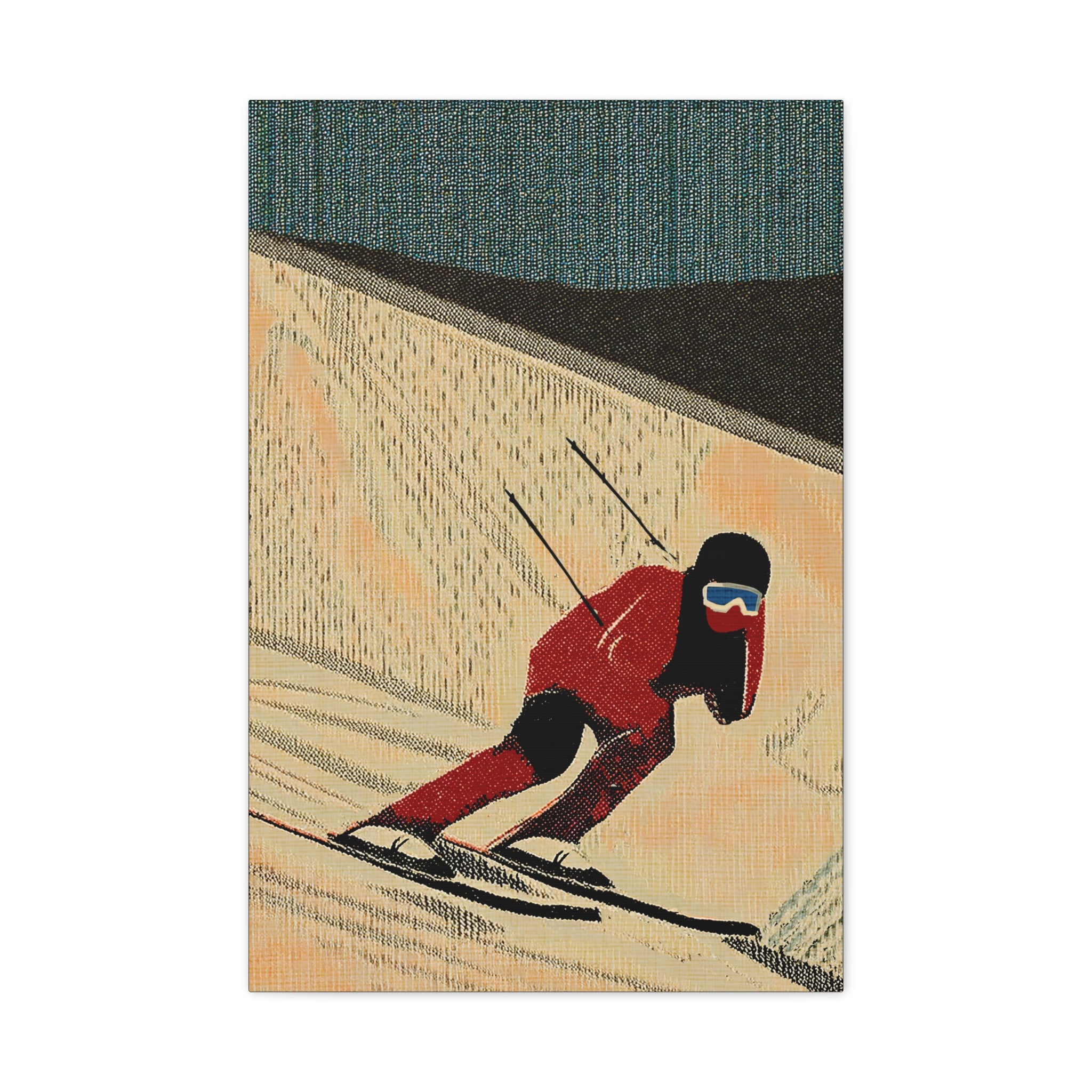 Midwest Mod Seasonal Winter Art Print Downhill Skier - Matte Canvas, Stretched, 1.25"