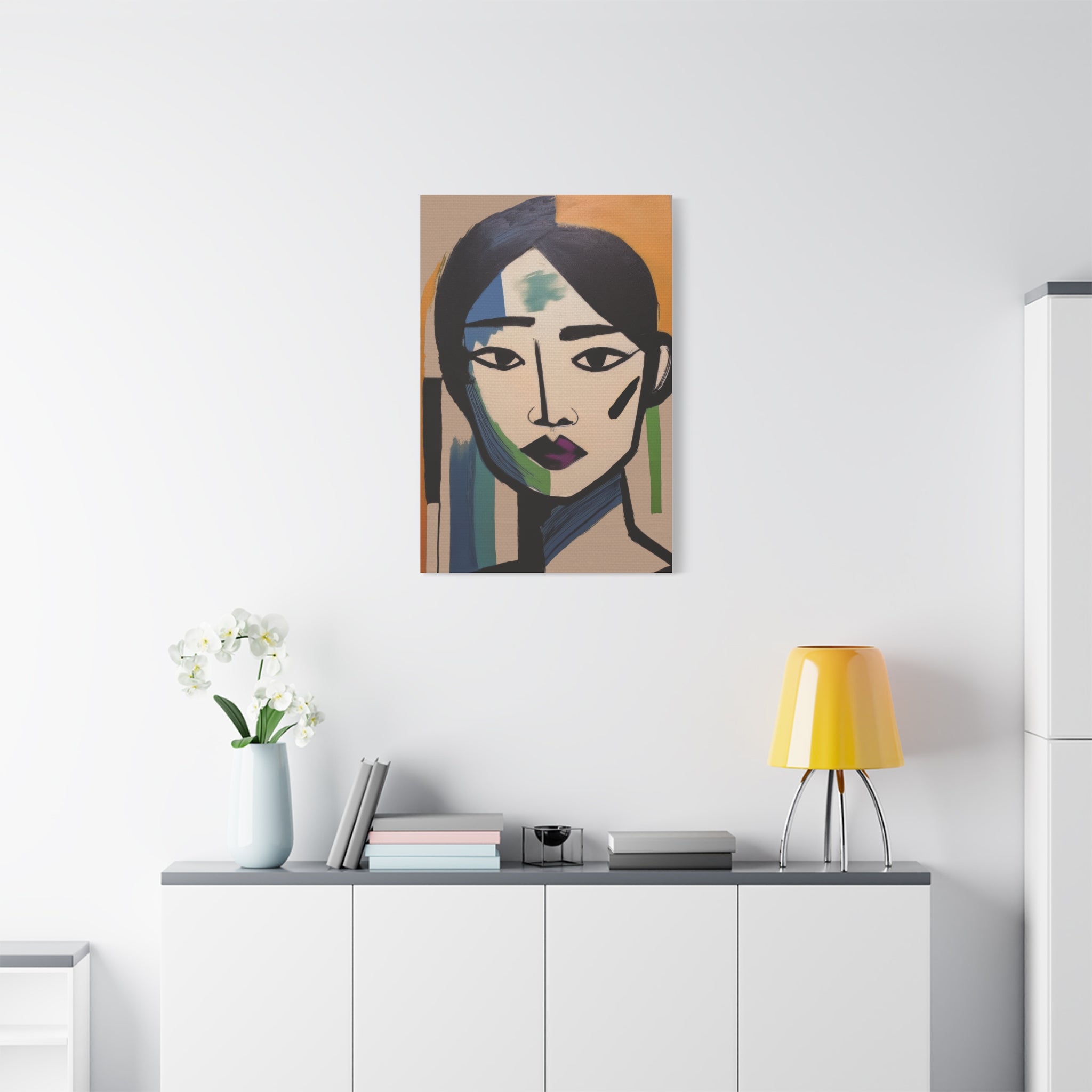 Abstract Warrior Woman Portrait Art Print - Matte Canvas, Stretched, 1.25"
