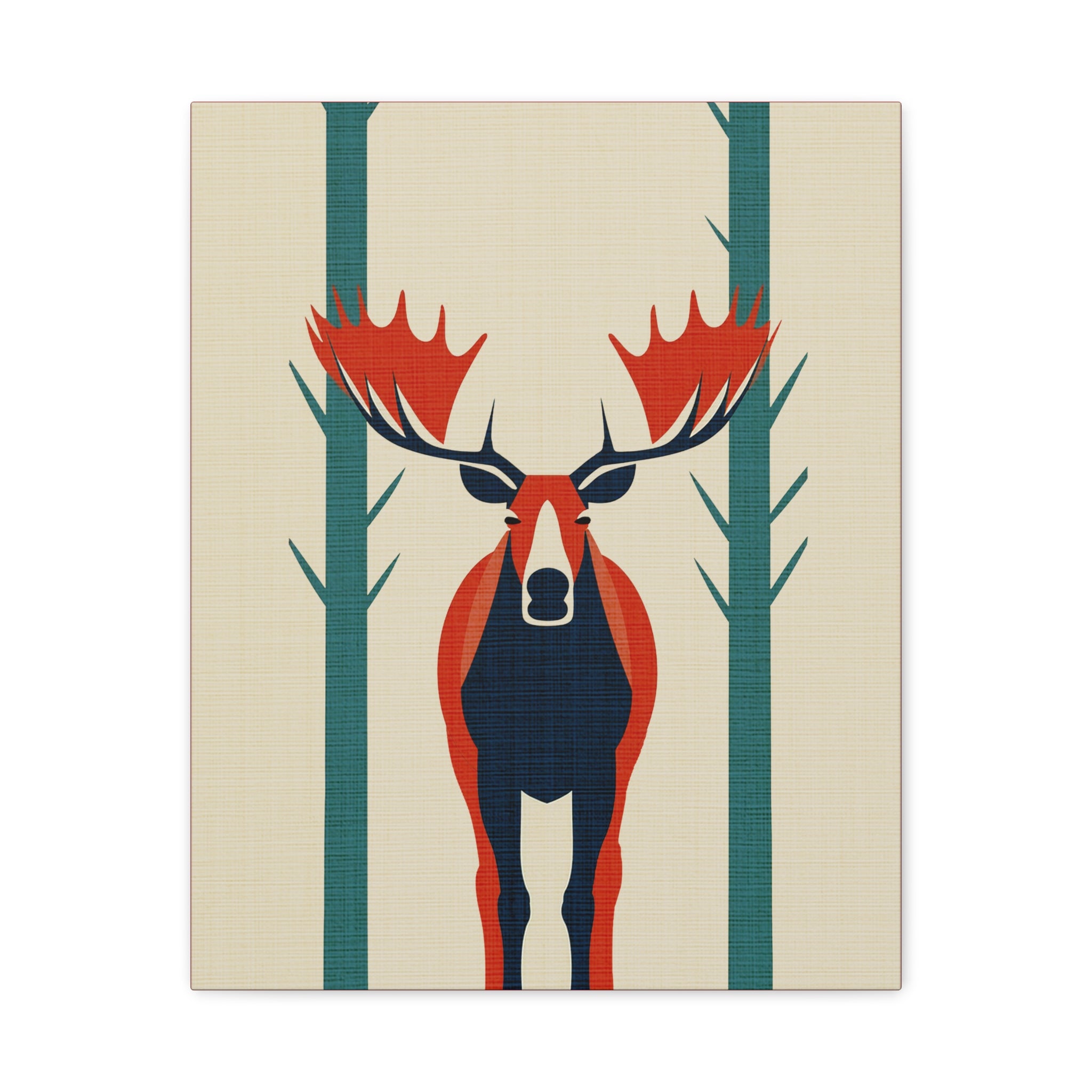 Midwest Mod Moose in Forest No. 1 Winter Print- Matte Canvas, Stretched, 1.25", holiday decor, winter, moose, forest