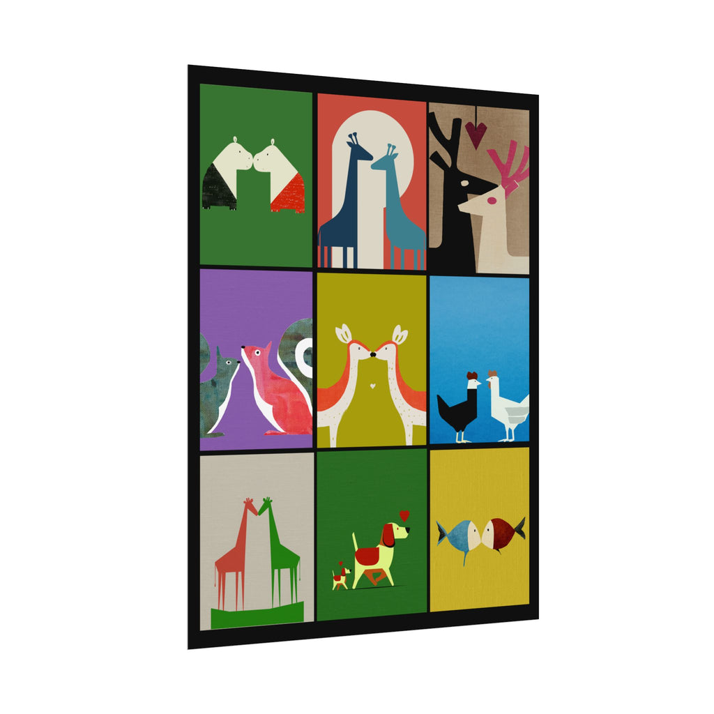 Midwest Modern Animal Love, Rolled Poster -  animals, nature, love, valentines, colorful, mod