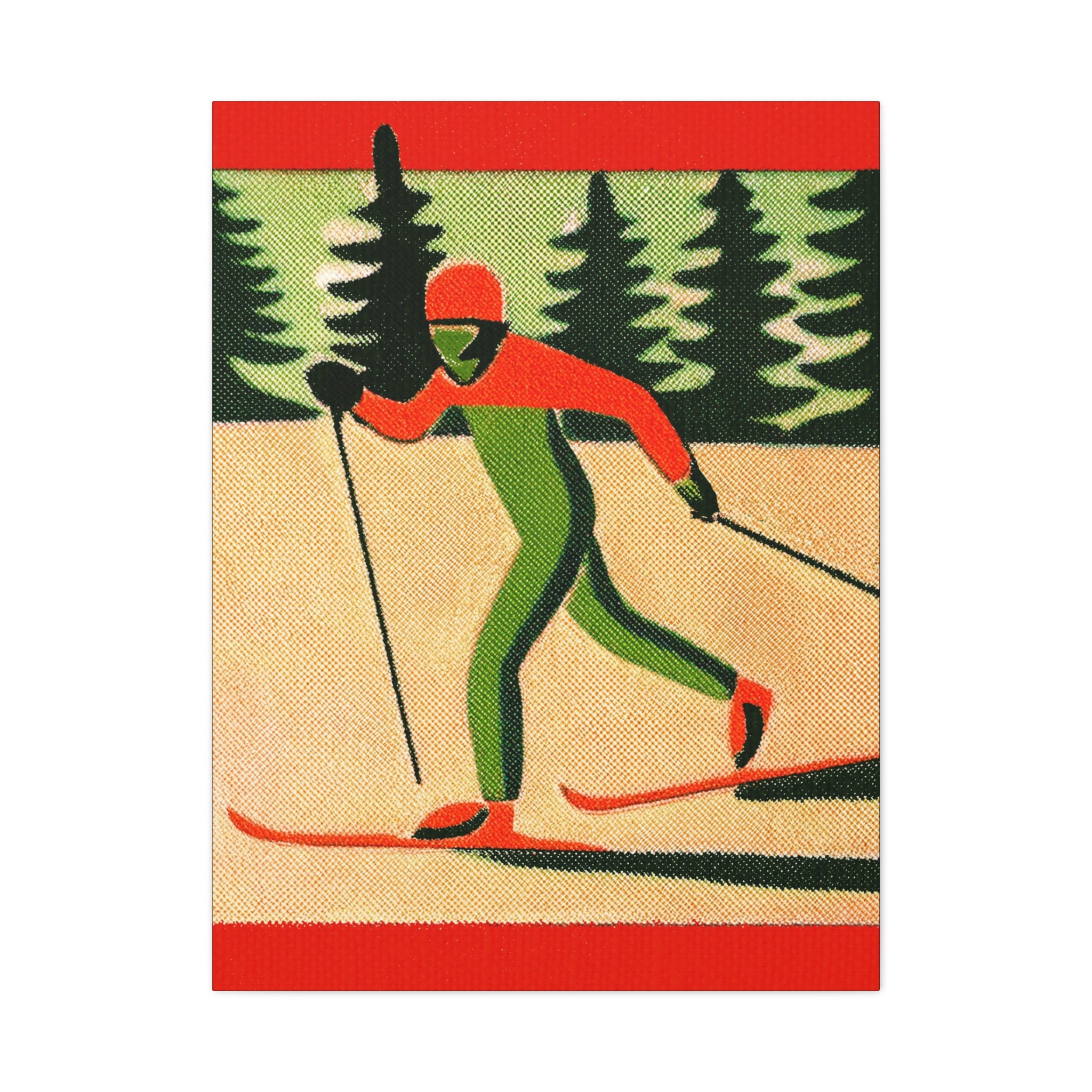Midwest Mod Seasonal Winter Art Print Cross Country Skier - Matte Canvas, Stretched, 1.25"
