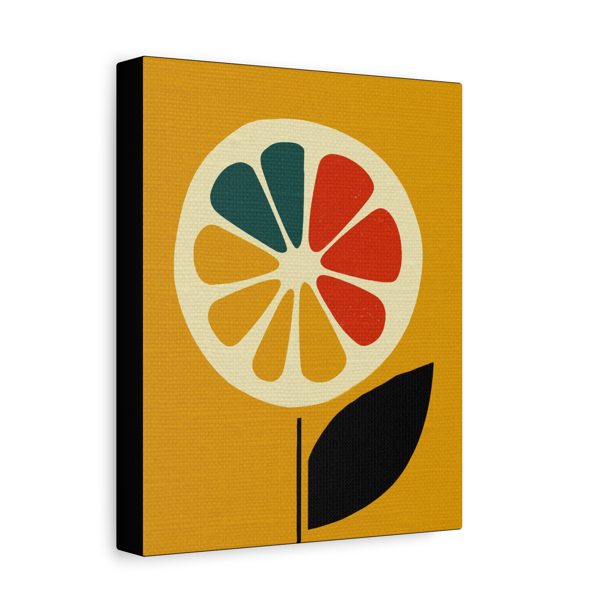 Midwest Modern Icon Pop Art Lemon Flower Print - Matte Canvas, Stretched, 1.25" - wall decor, fun art,  bold, lemons, floral