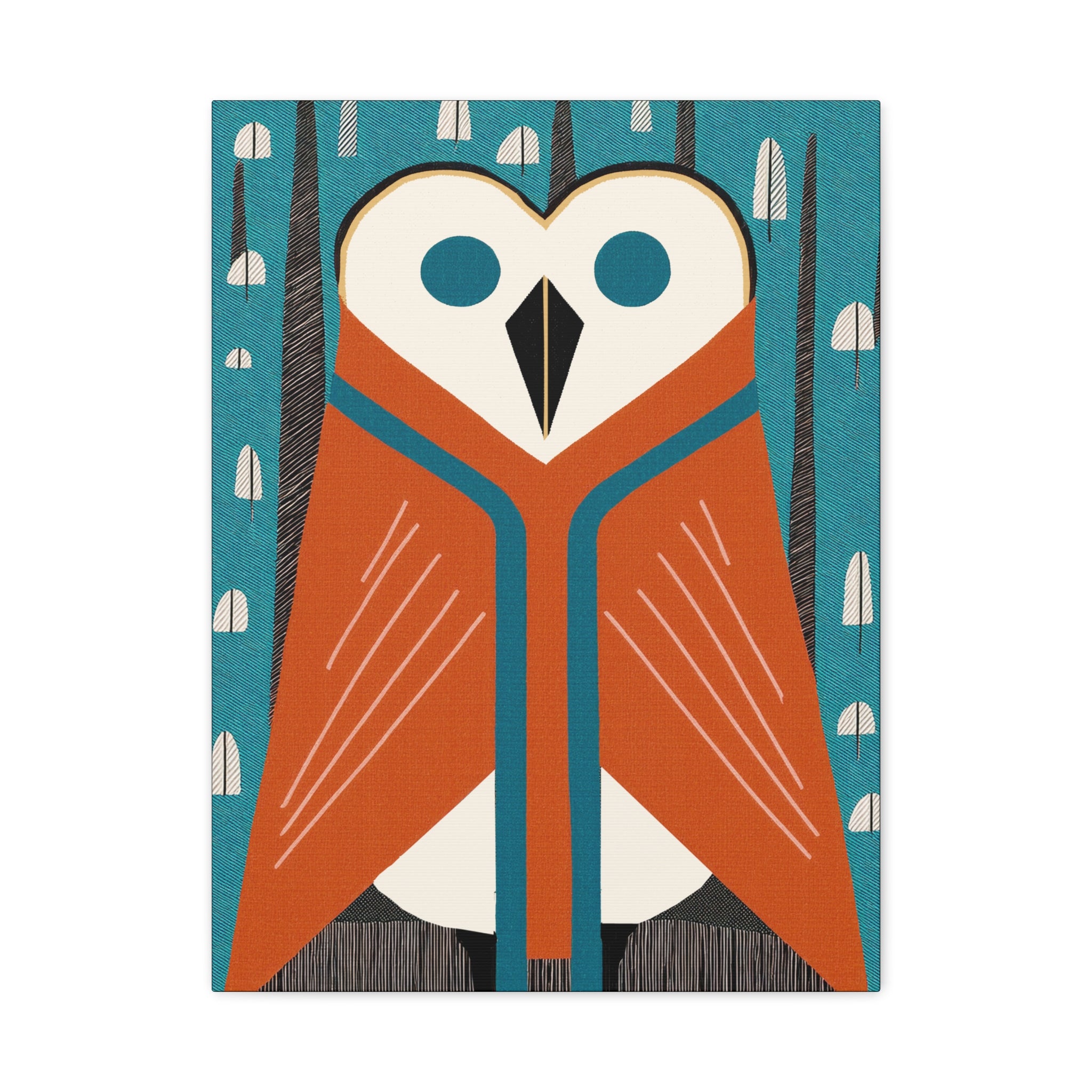 Midwest Mod Snowy Owl with Blanket Winter Print- Matte Canvas, Stretched, 1.25", holiday decor, winter, cozy, owl, blankets