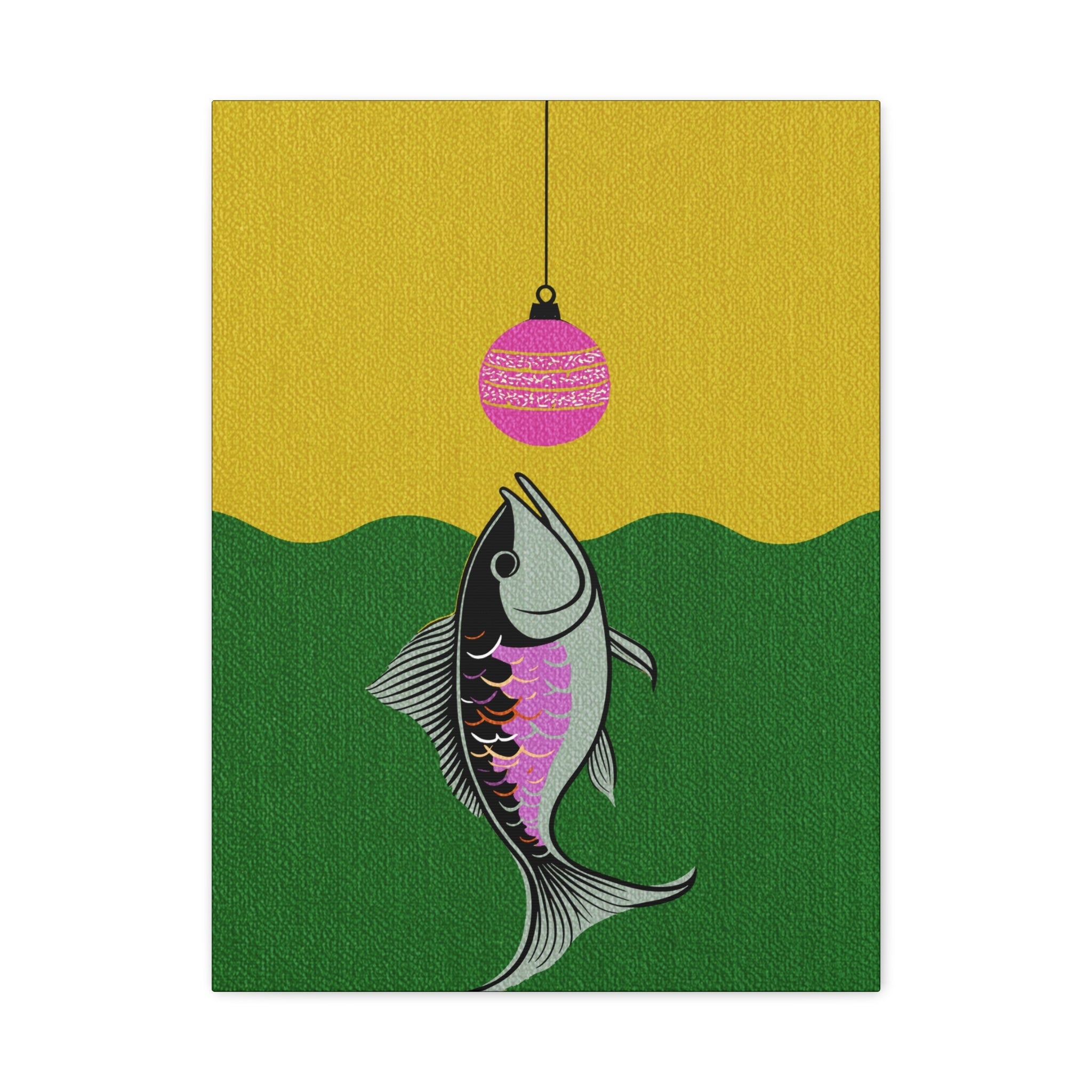 Midwest Mod Holiday Christmas Ornament Lure Fishing No. 2 Print- Matte Canvas, Stretched, 1.25", holiday decor, Christmas, fishing, lures