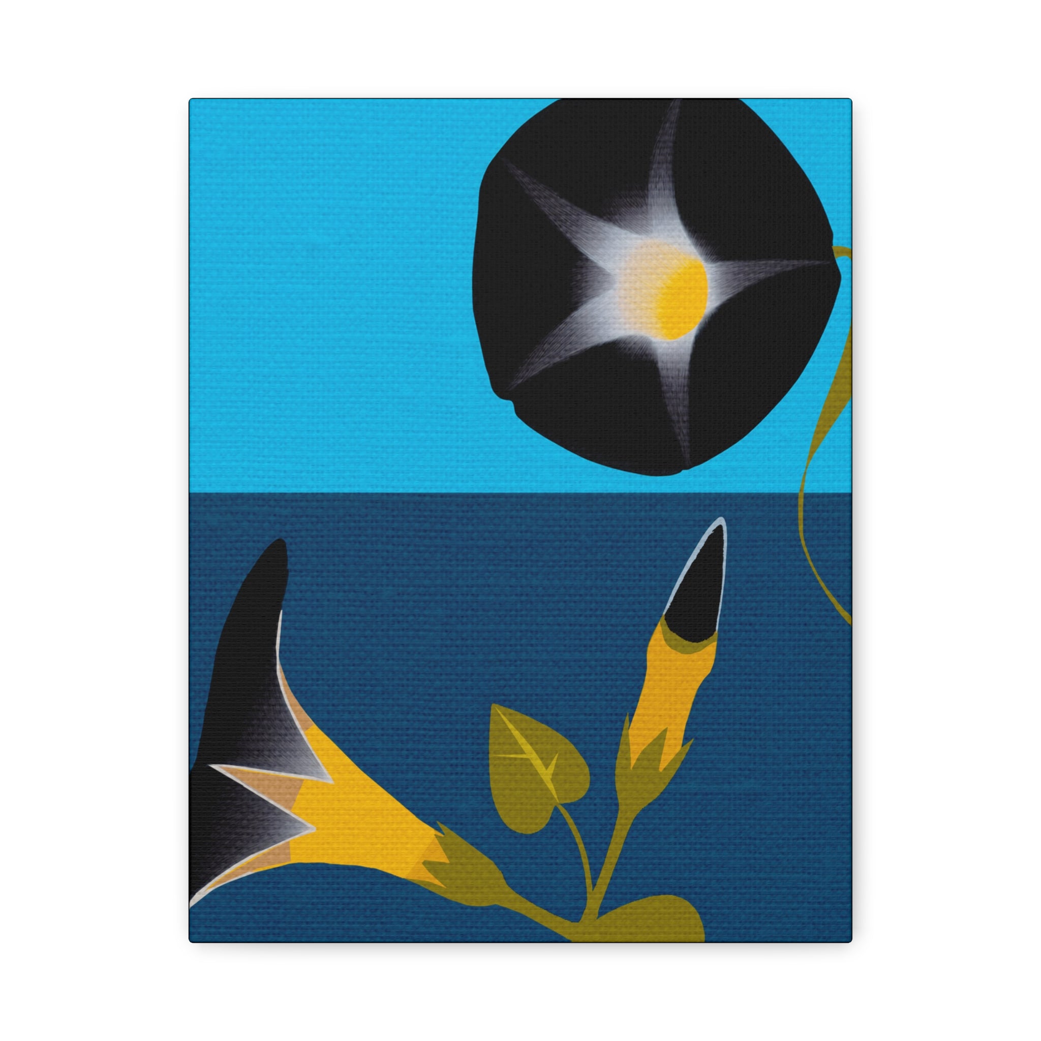 Midwest Modern Abstract Morning Glory Floral Plant Print - Matte Canvas, Stretched, 1.25"