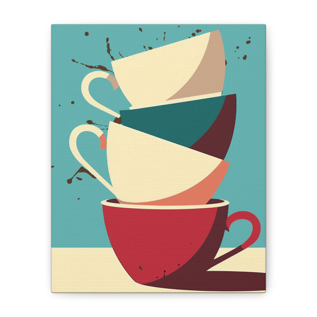 Modern Balancing Coffee Cup Art Print - Matte Canvas, Stretched, 1.25"