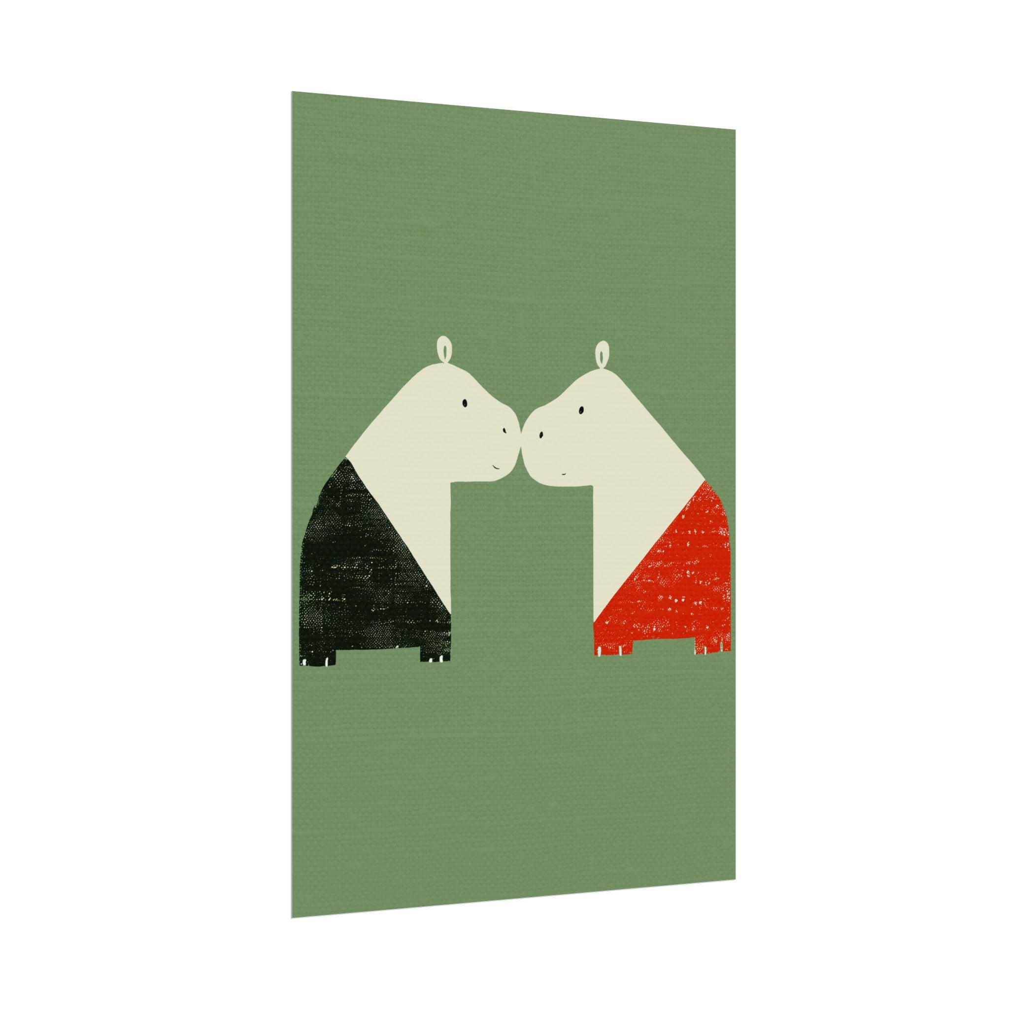 Animal Love Print Hippos Only Rolled Poster - Animals, Hippo, Valentines Day, Nature, Love