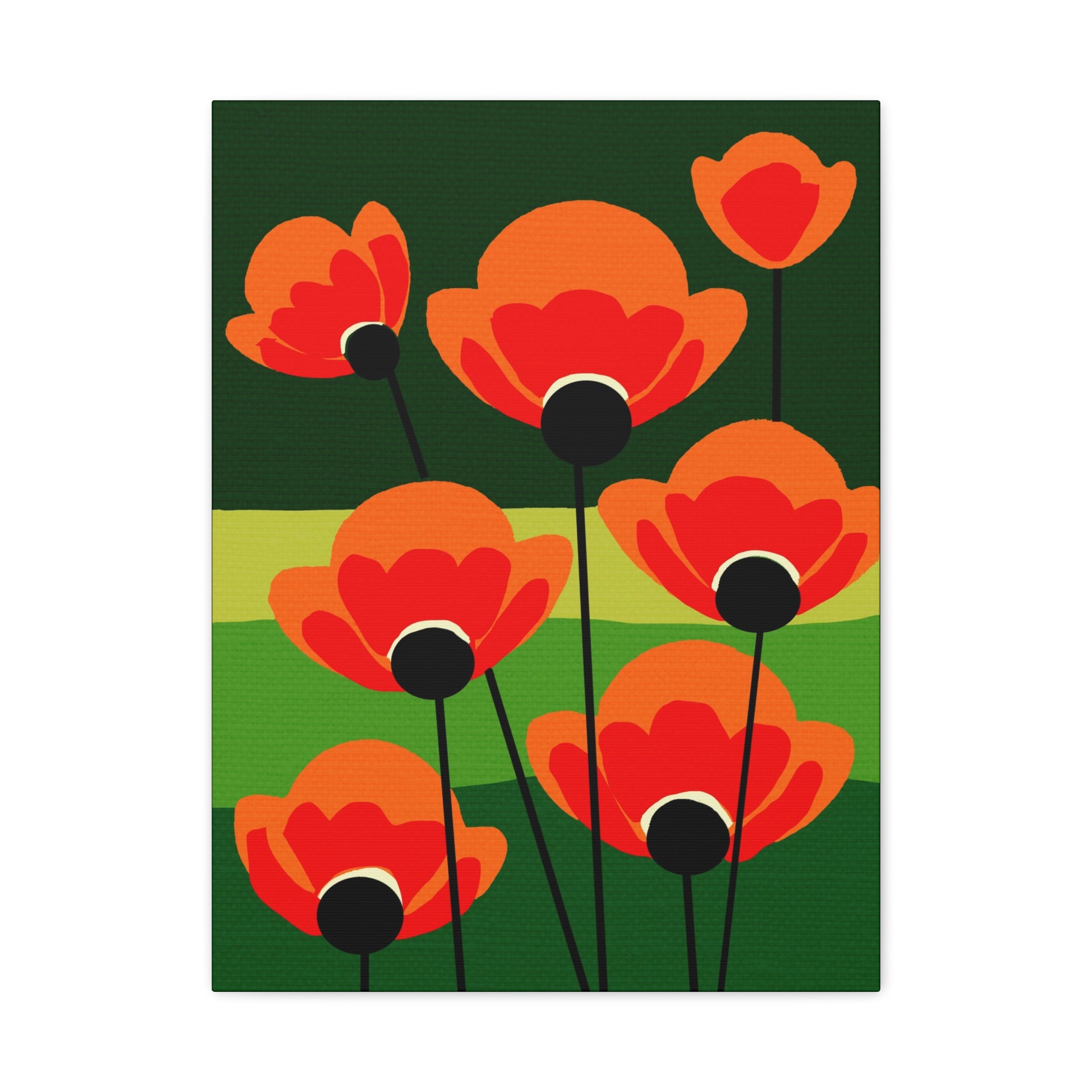 Midwest Modern Abstract Bold Poppies Print - Matte Canvas, Stretched, 1.25" -  home decor, wall art, nature, floral, poppy