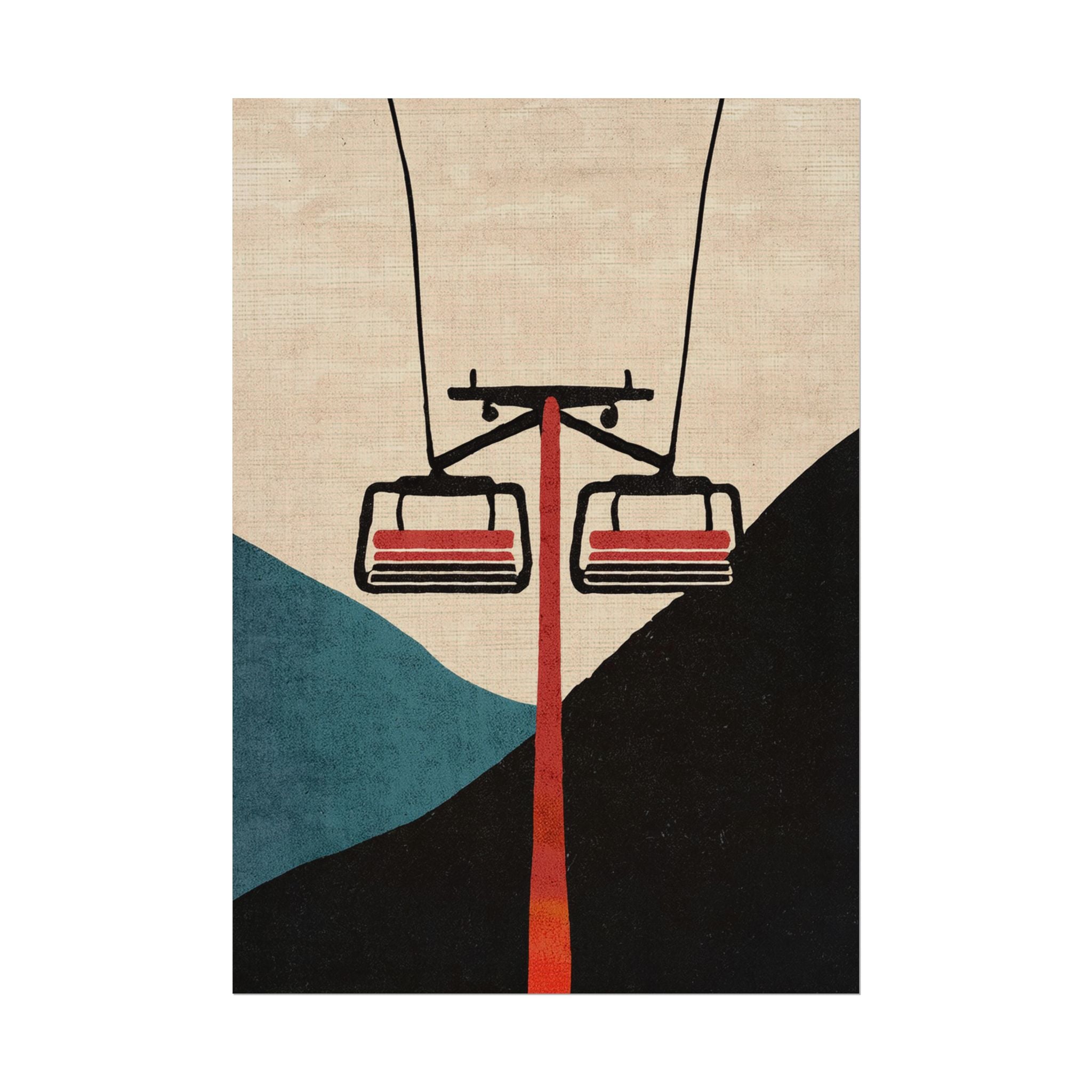 Midwest Mod Minimal Ski Lift Poster, Rolled Poster -  Ski, Ski Lift, Mountains, Snow, Winter, Sports