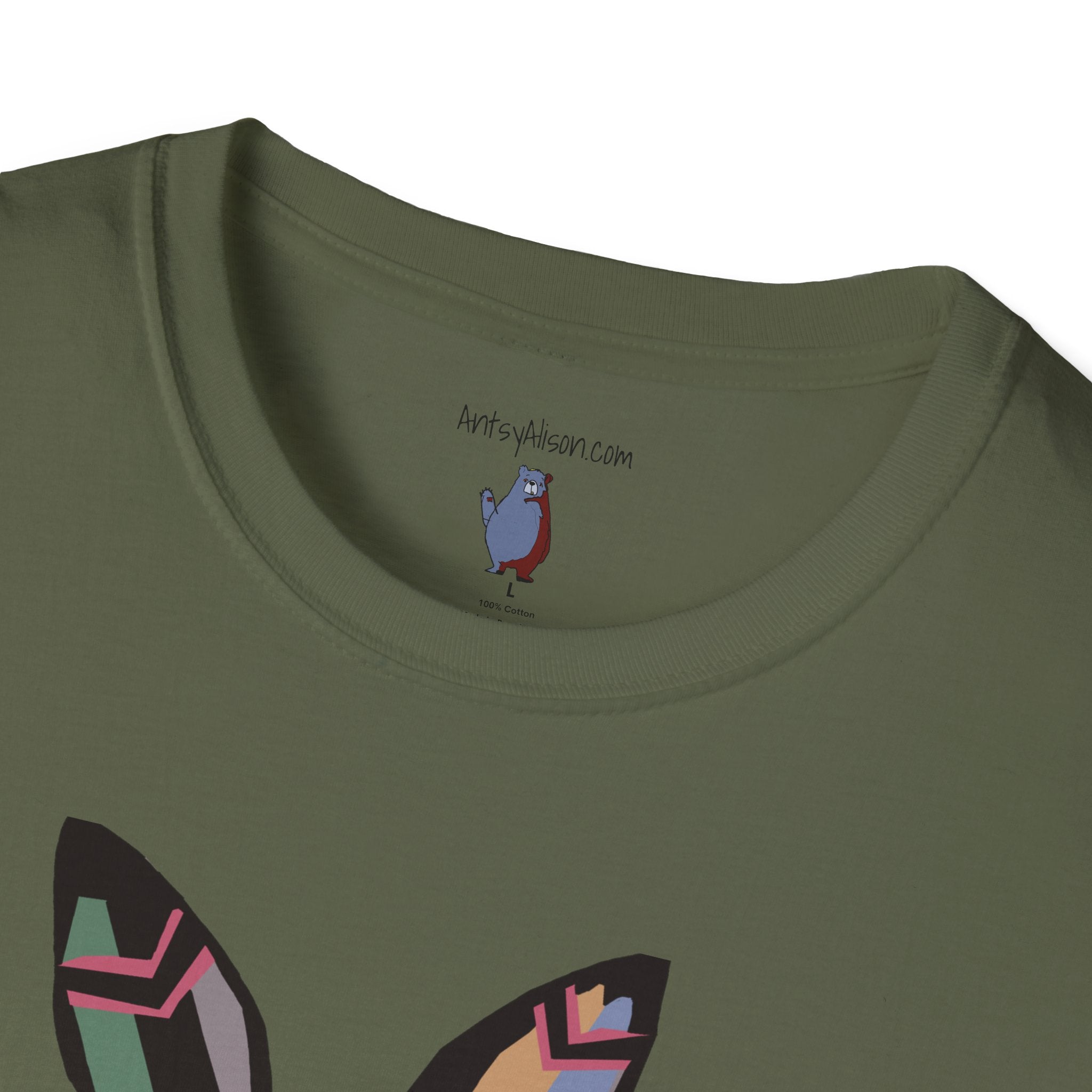 Striped Standing Bunny Rabbit - 100% Cotton T-Shirt