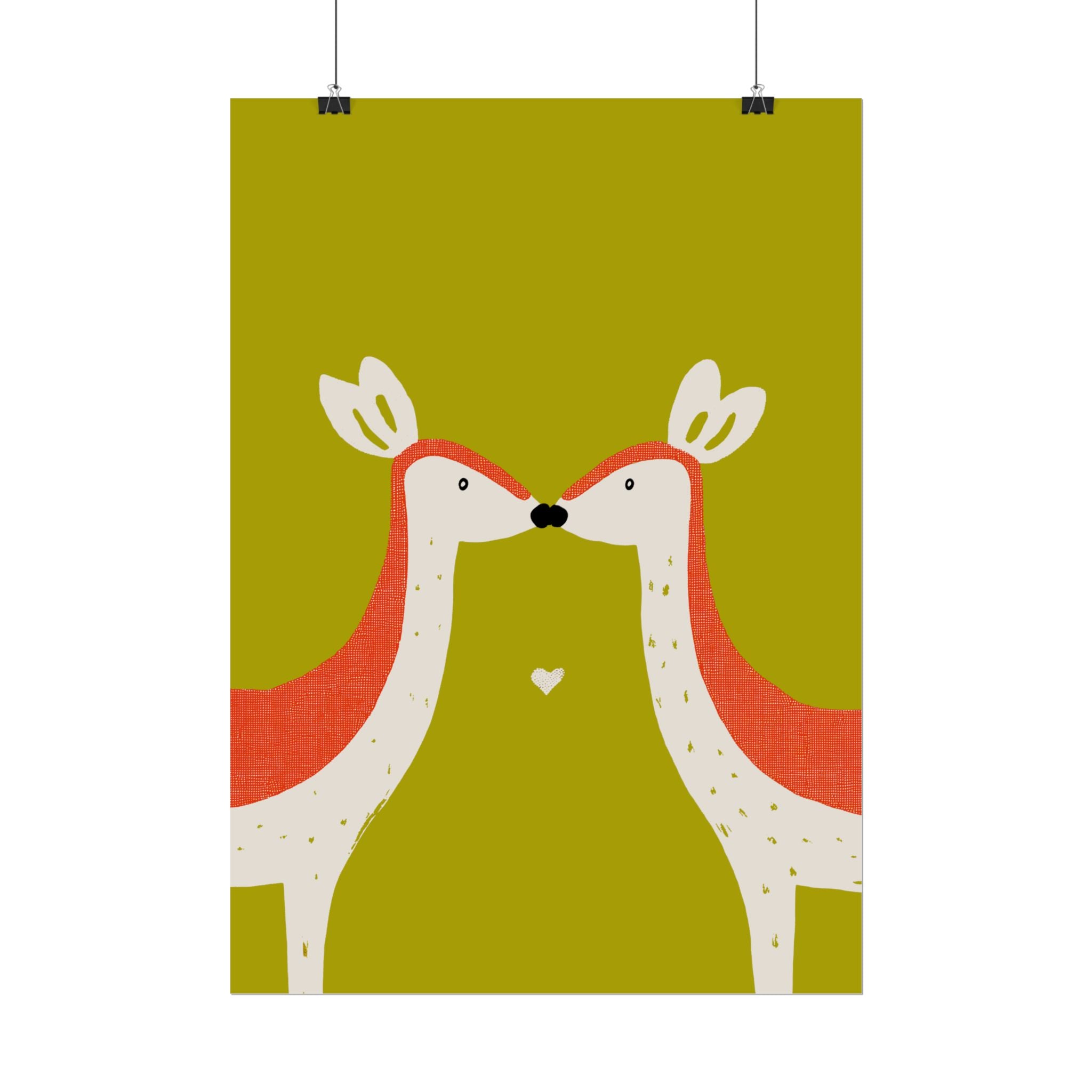 Animal Love Print Deer Only Rolled Poster - Animals, Deer, Doe, Valentines Day, Nature, Love