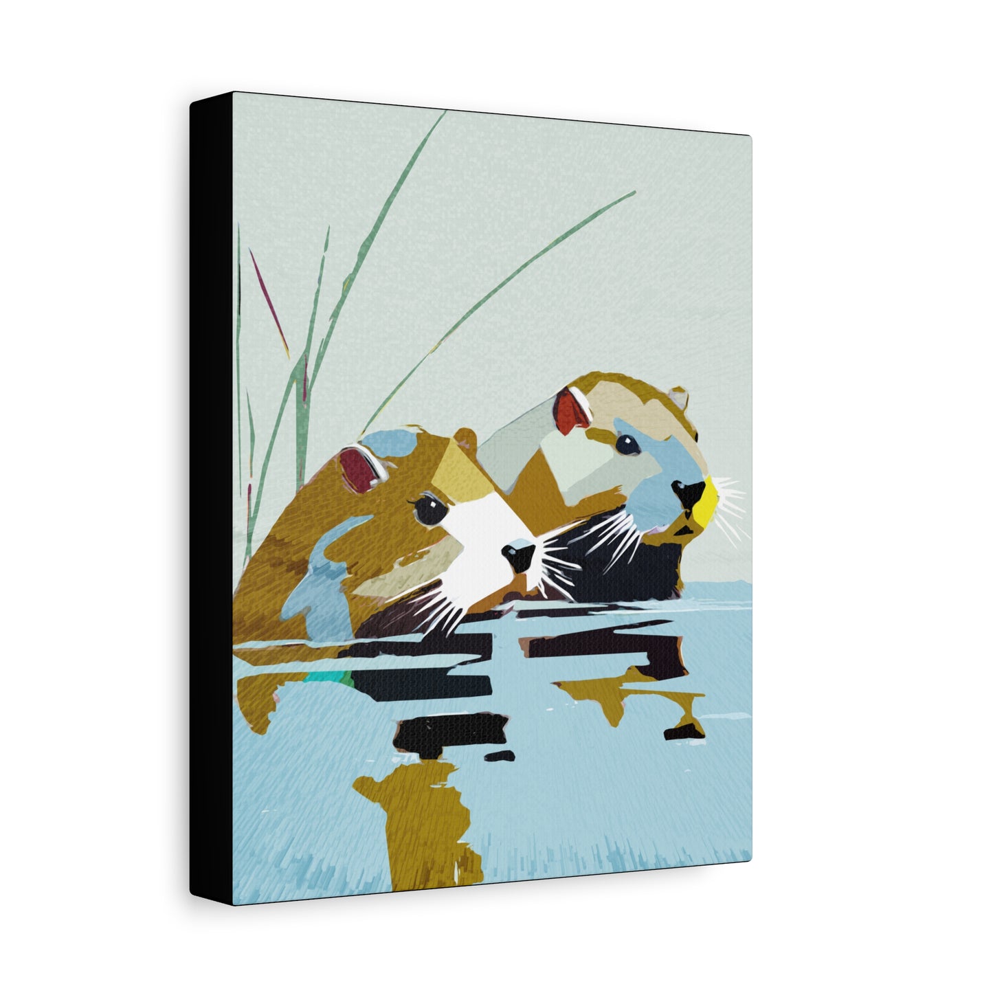 Surveying - Modern Abstract Beaver Couple - Matte Canvas, Stretched, 1.25"