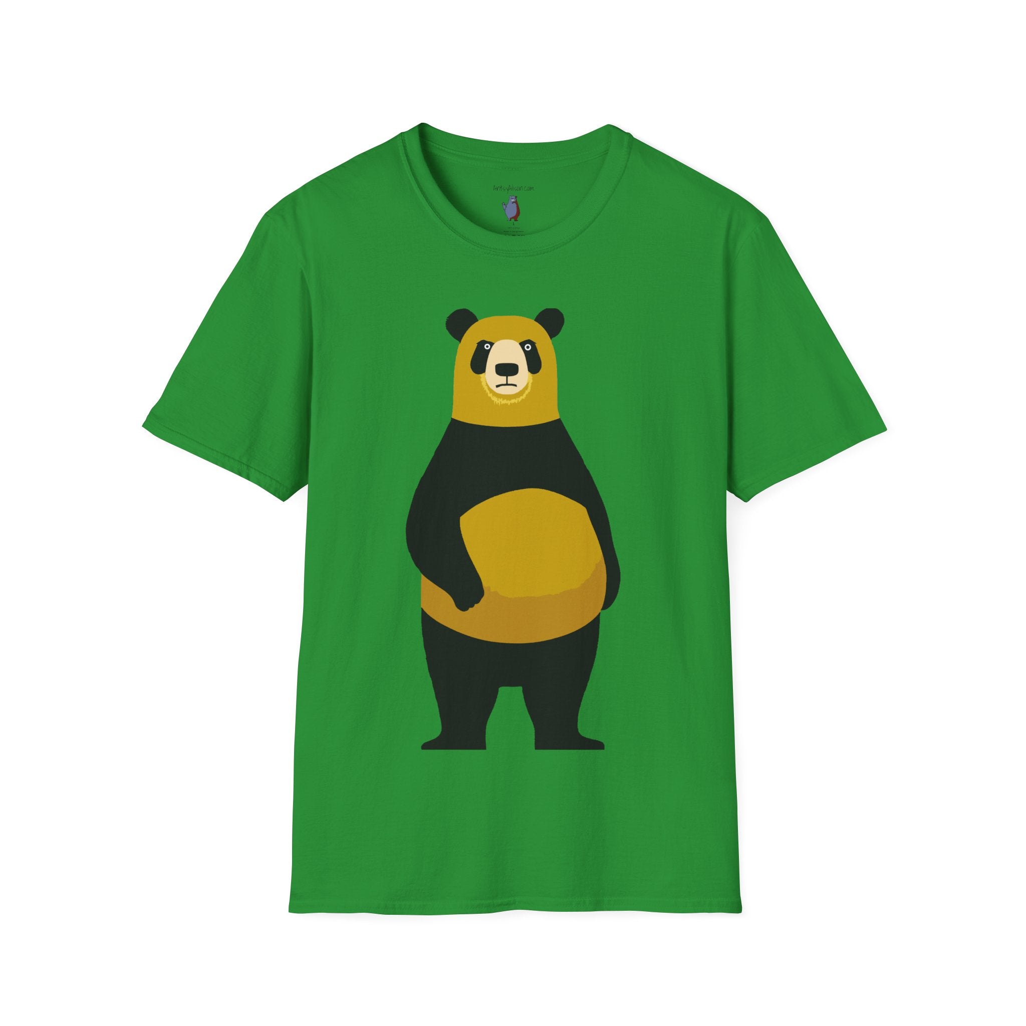 Yellow and Black Bear Number 5 Graphic Art - 100% Cotton T-Shirt