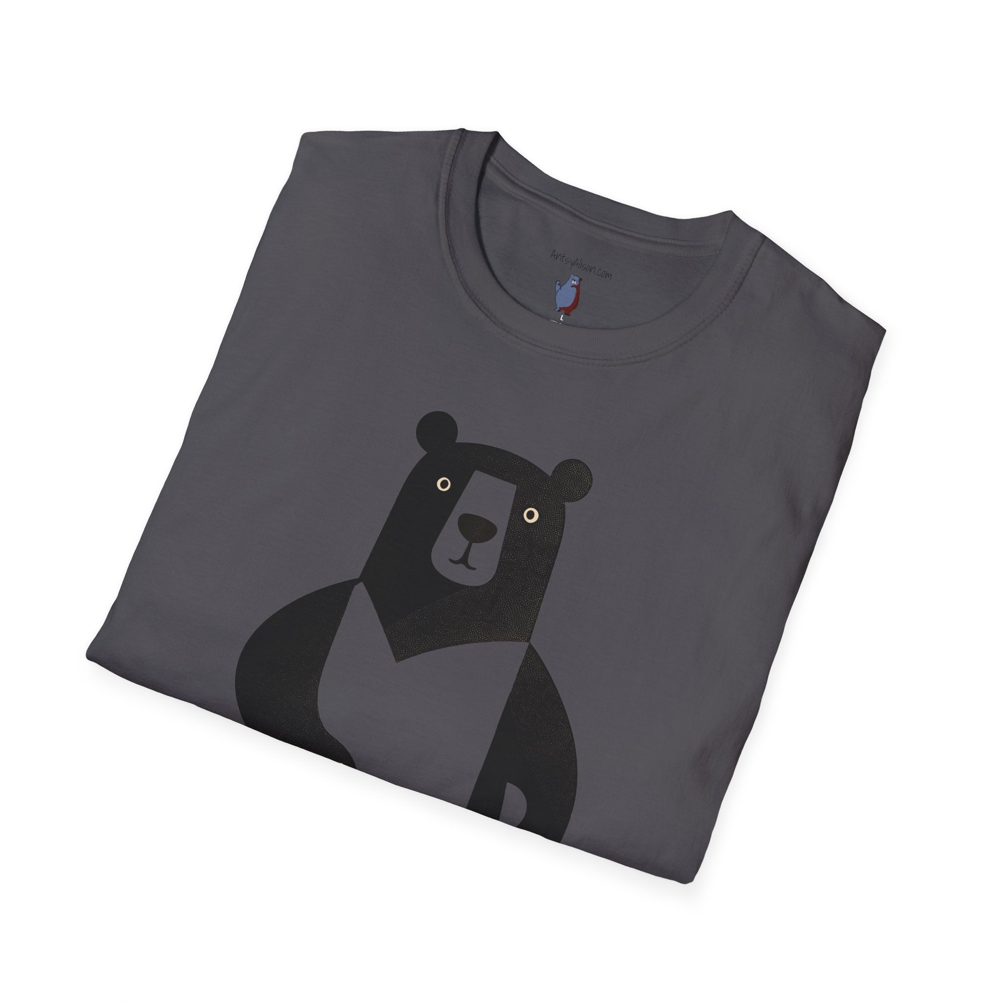 Mod and Retro Transparent Belly Bear Graphic Art Tee - 100% Cotton T-Shirt