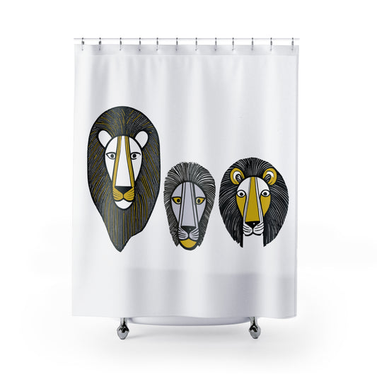 MOD MCM Inspired Lion Lions Graphic Art Shower Curtain