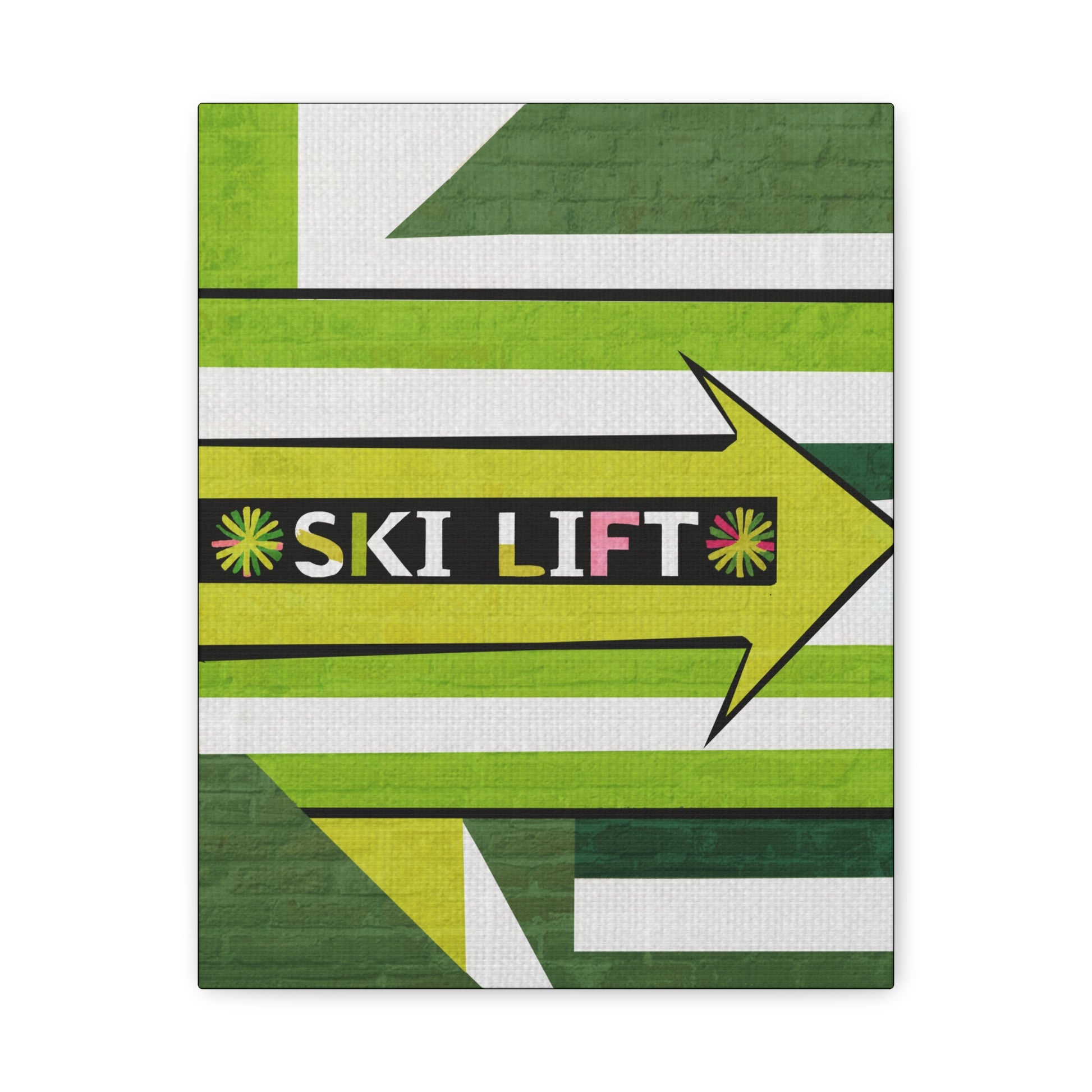 Midwest Mod Seasonal Winter Art Print Ski Lift Sign in Green - Matte Canvas, Stretched, 1.25"