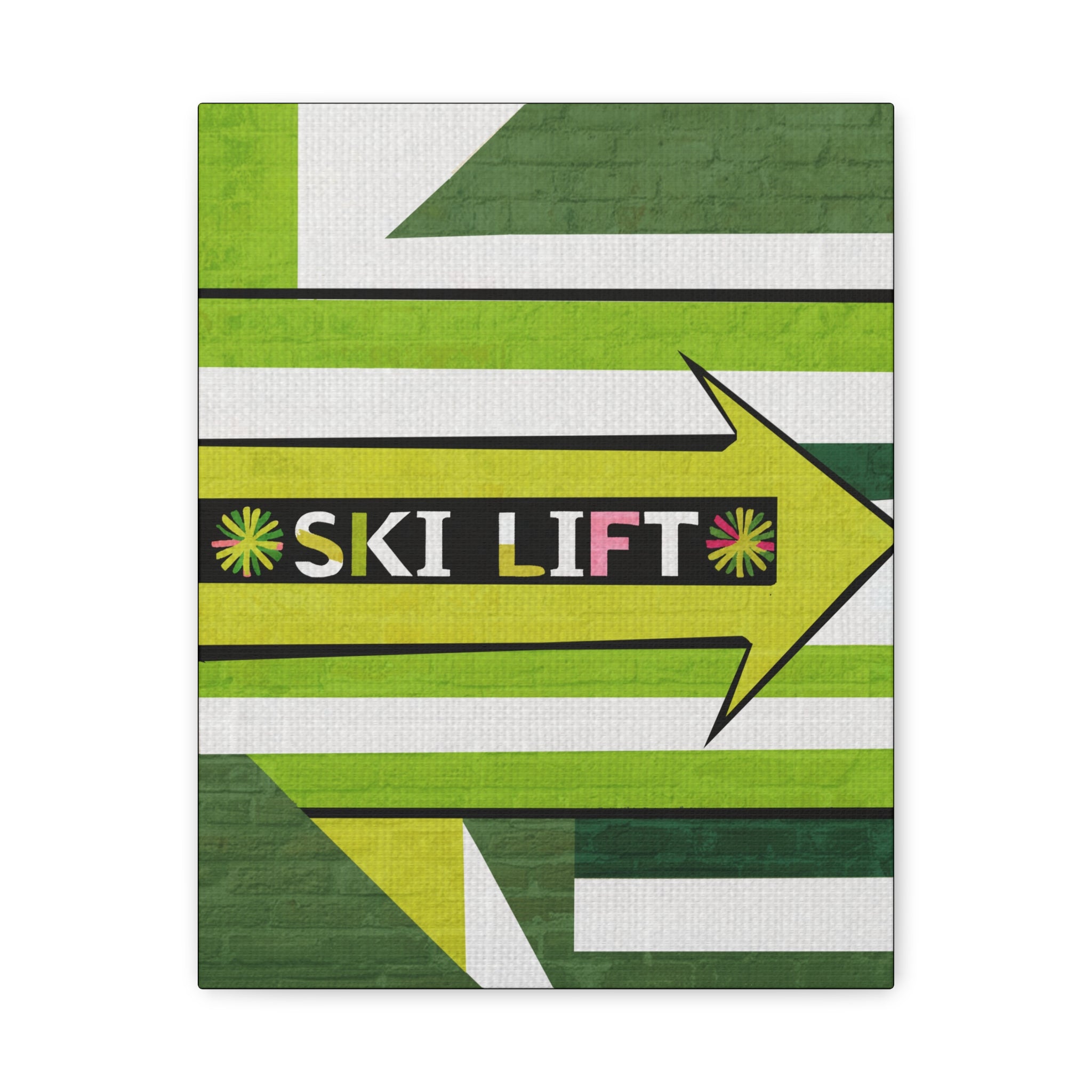 Midwest Mod Seasonal Winter Art Print Ski Lift Sign in Green - Matte Canvas, Stretched, 1.25"