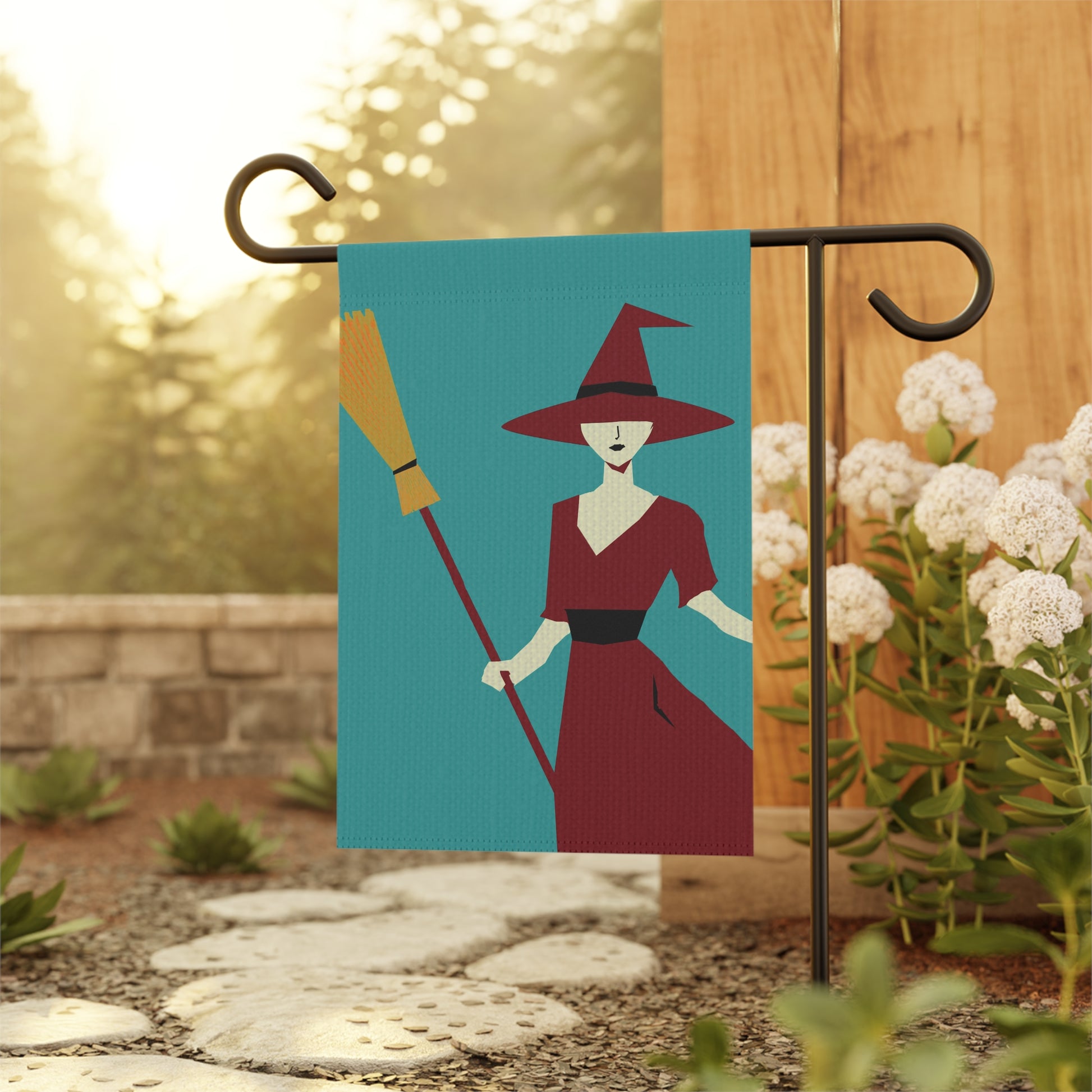 Halloween Seasonal Midwest Mod Witch With Broom Whimsical Yard Decoration, Unique Home & Garden Decor, Outdoor Signs, Fun Garden Art