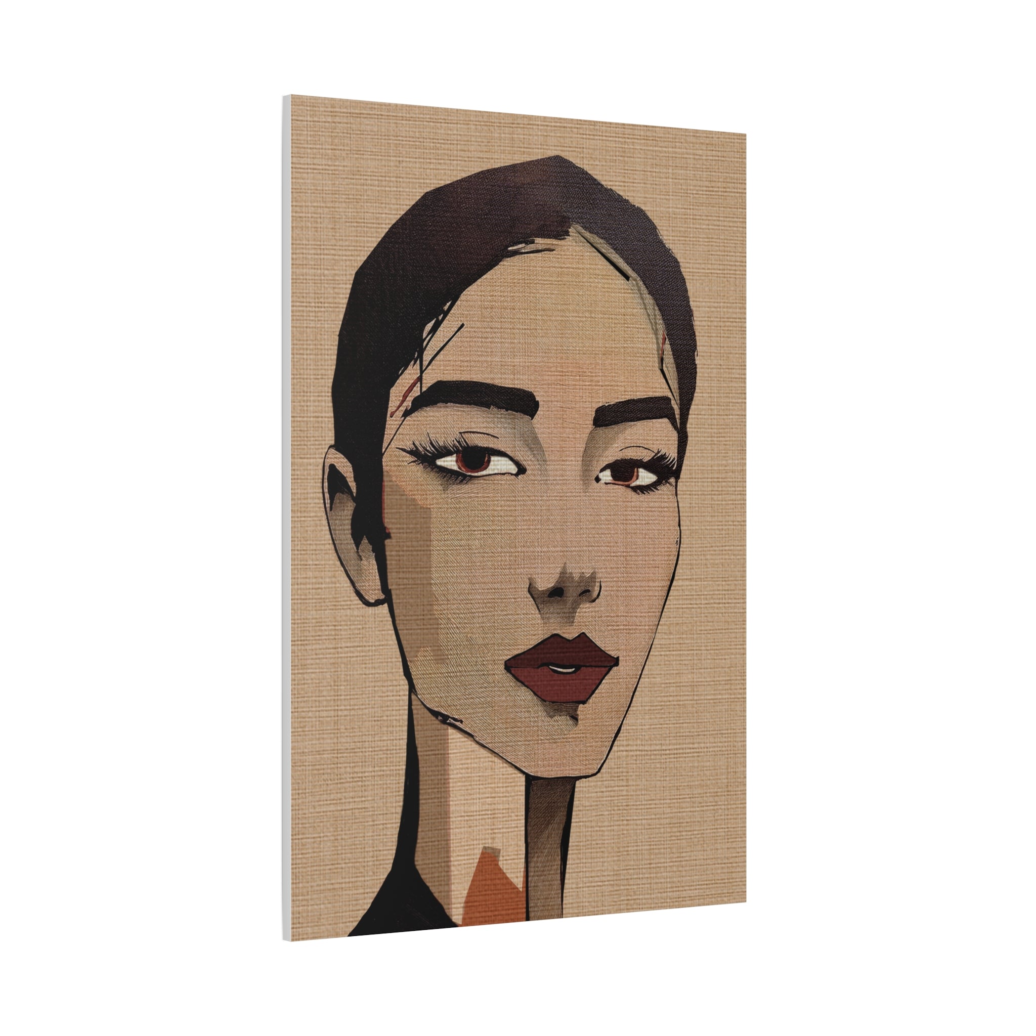 Abstract Woman Portrait Short Hair Don't Care Art Print - Matte Canvas, Stretched, 1.25"