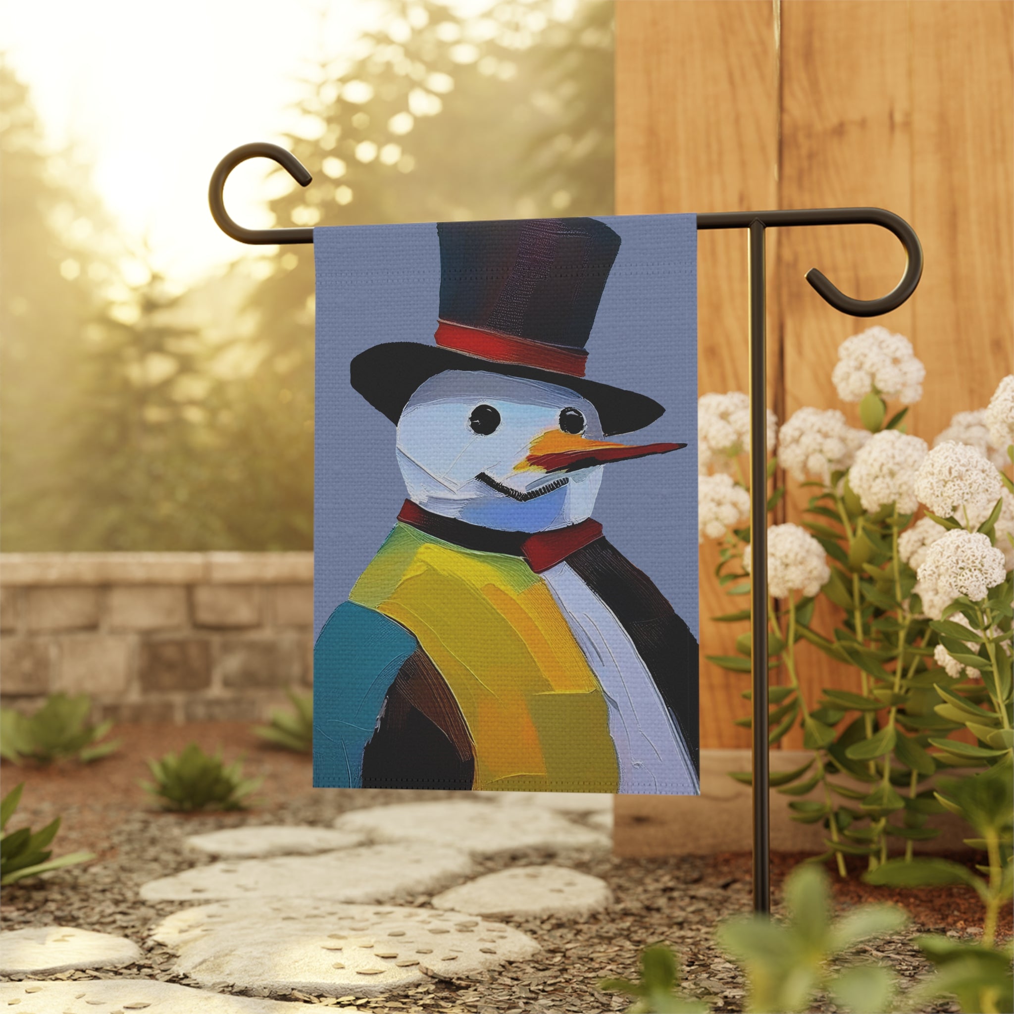 Seasonal Christmas Midwest Mod Painted Snowman Outdoor House Flag Garden Banner