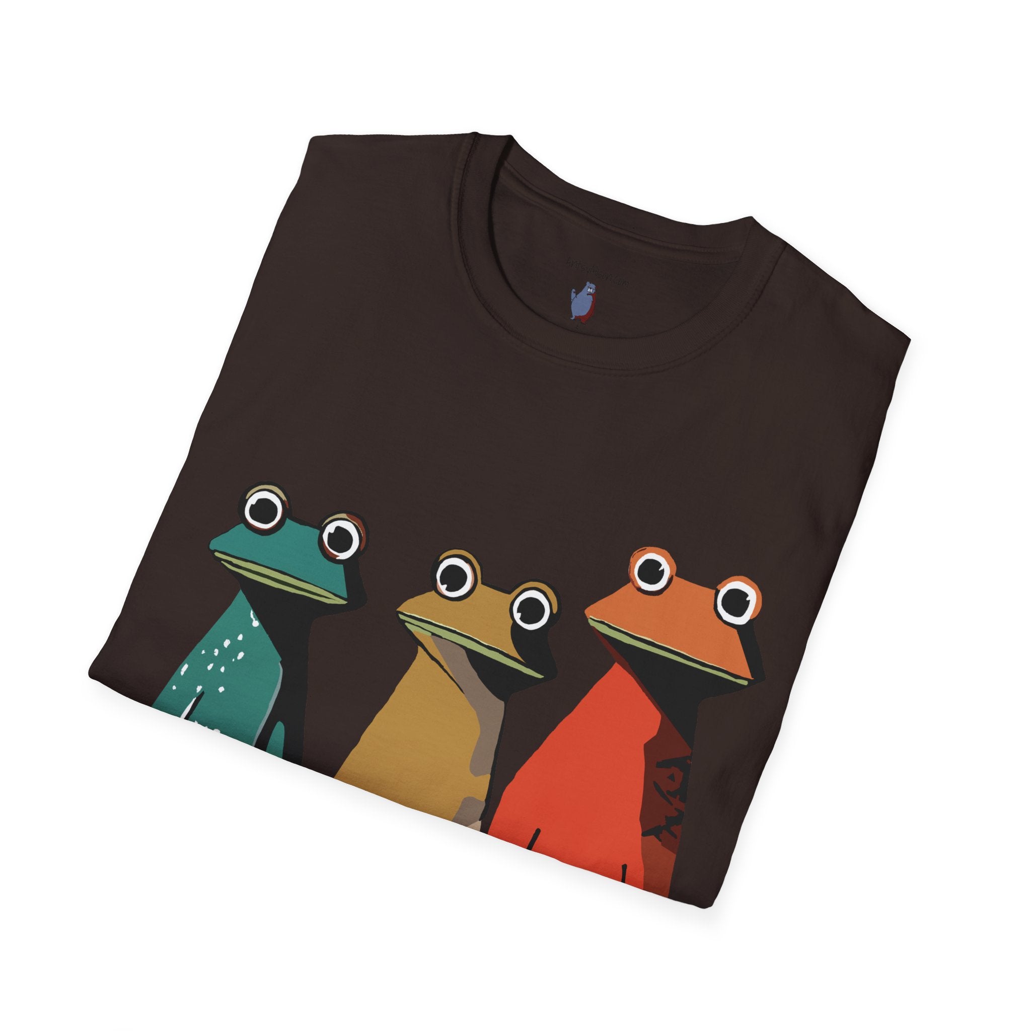 Three Frog Friends Graphic Art Print - 100% Cotton T-Shirt