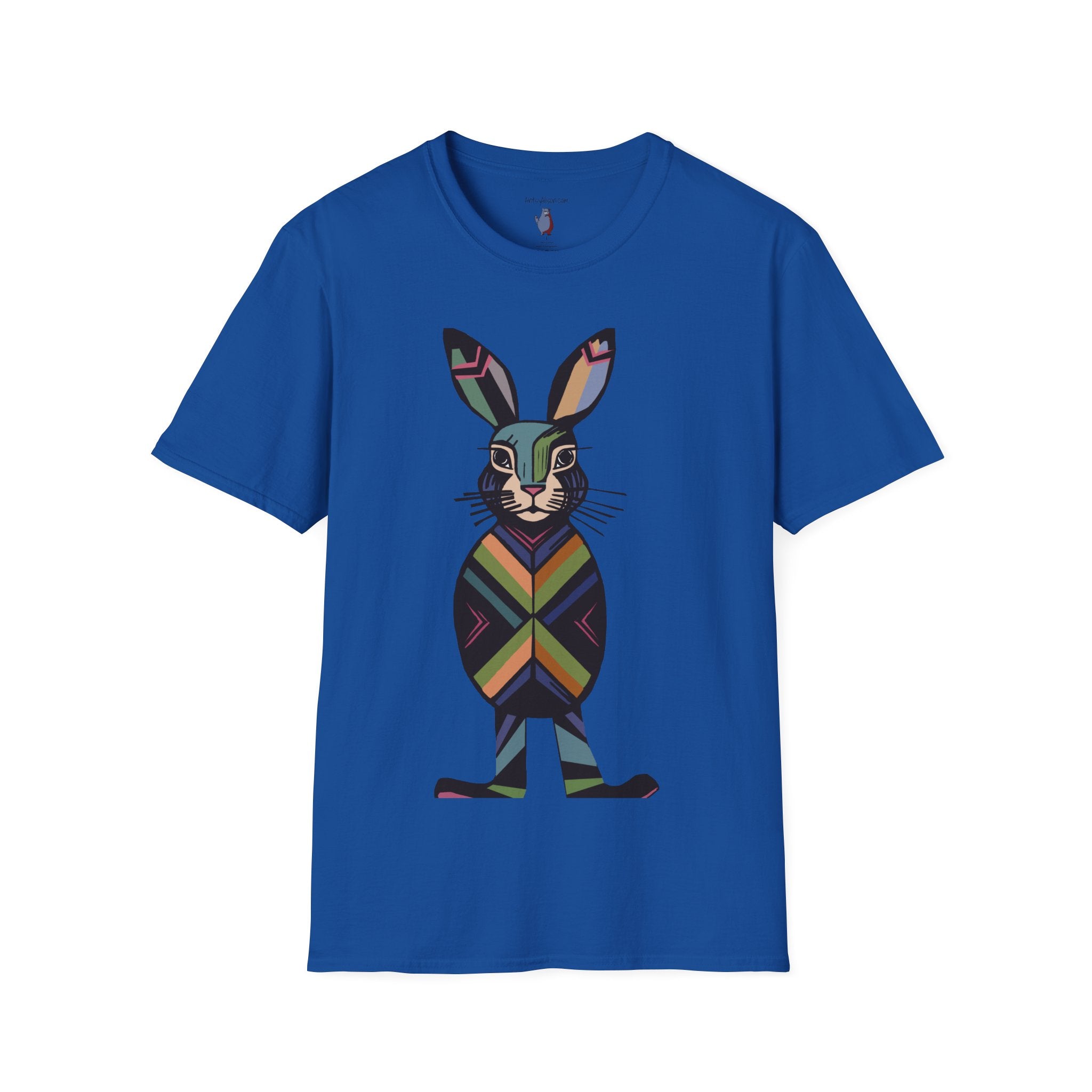 Striped Standing Bunny Rabbit - 100% Cotton T-Shirt