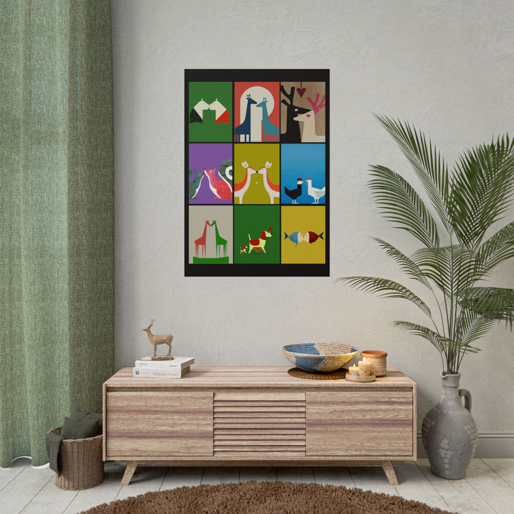 Midwest Modern Animal Love, Rolled Poster -  animals, nature, love, valentines, colorful, mod