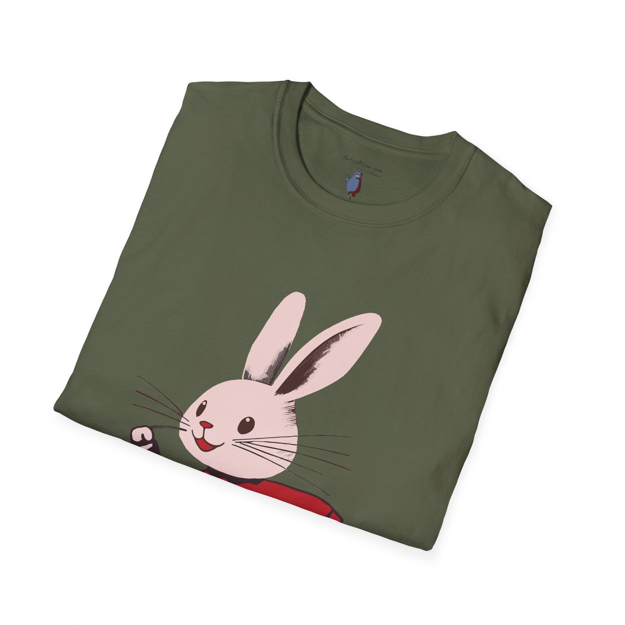 Midwest Modern Run Rabbit Run #2- 100% Cotton Graphic Tee - animal lovers, rabbit, bunny, easter, spring