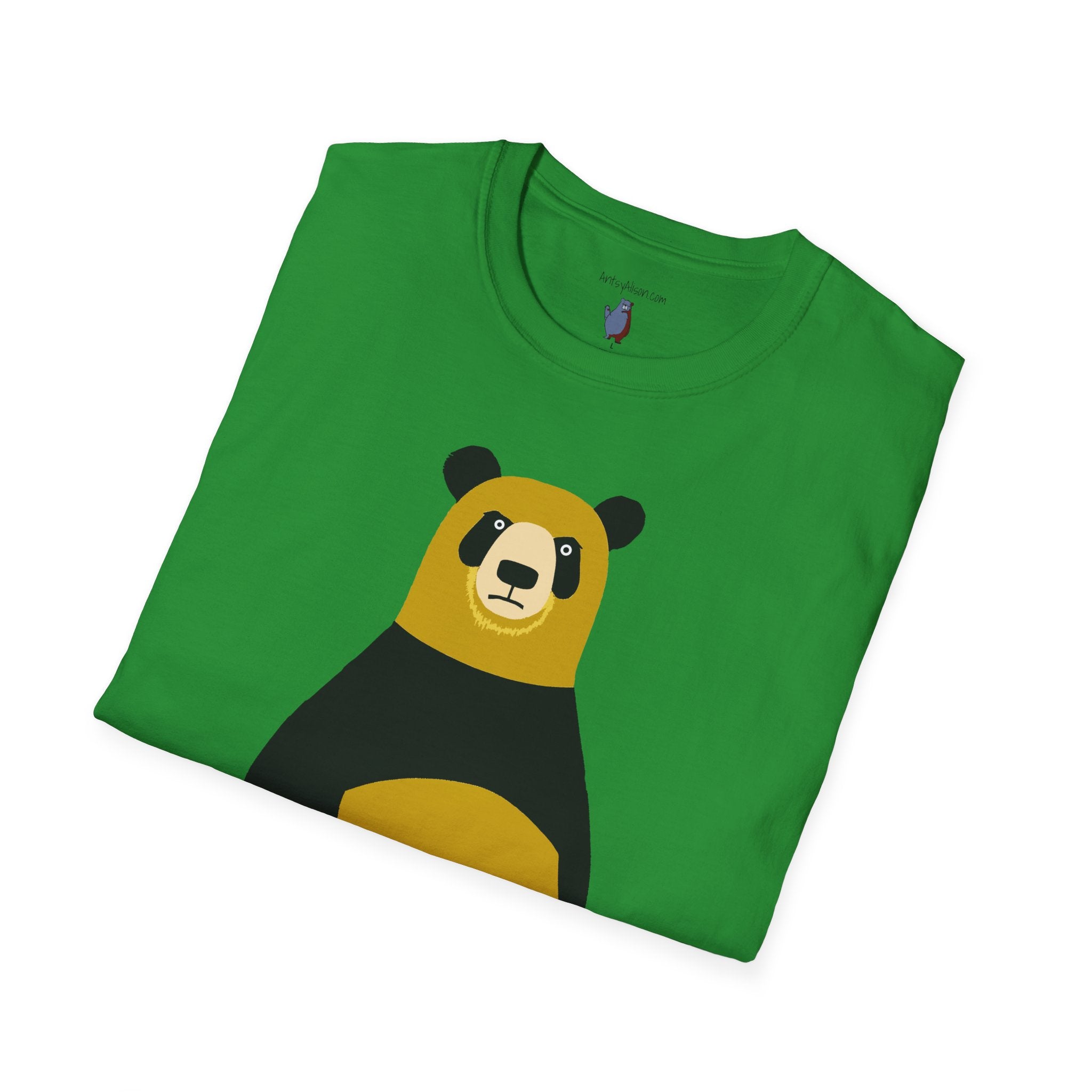 Yellow and Black Bear Number 5 Graphic Art - 100% Cotton T-Shirt