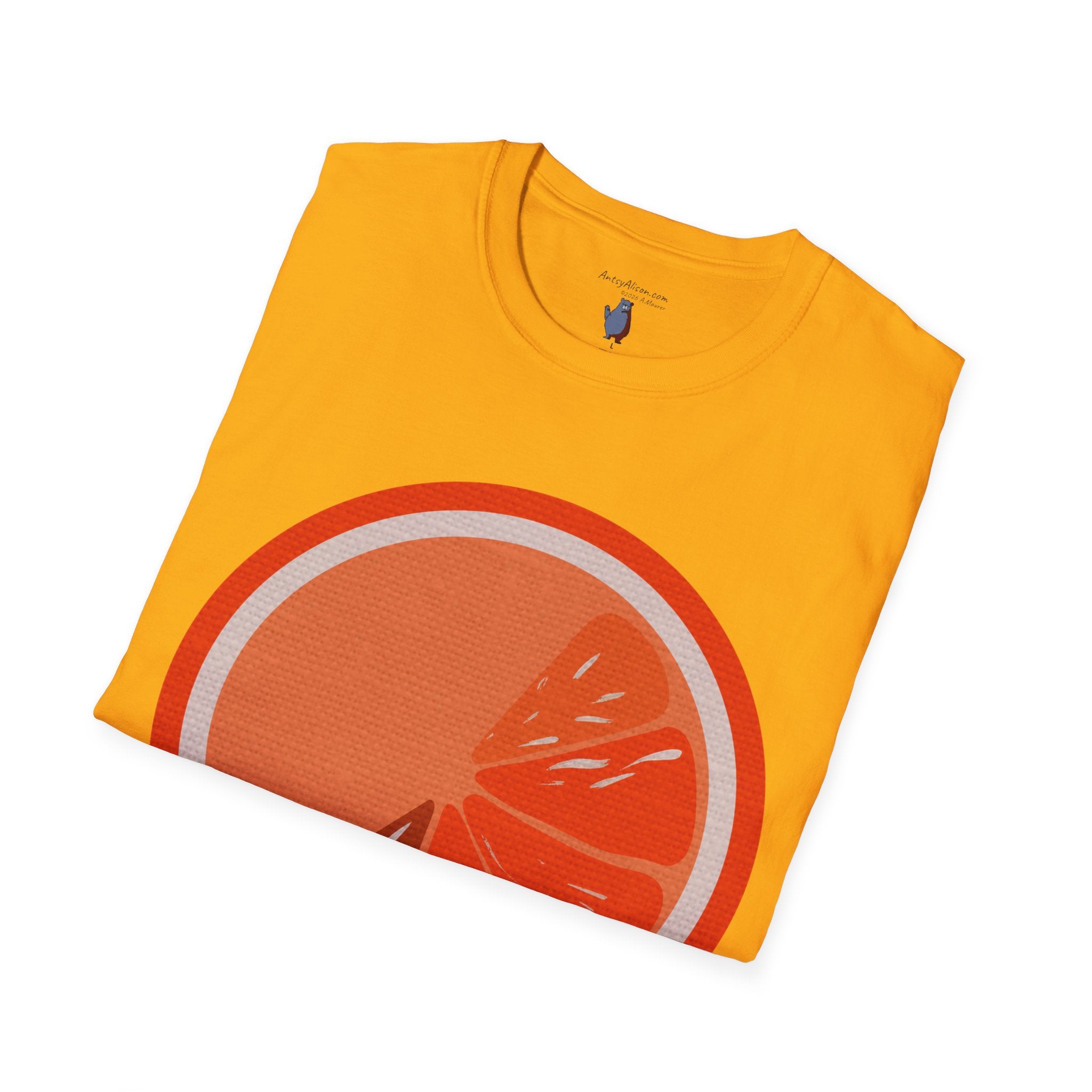 Midwest Modern Pop Icon Orange Slice - 100% Cotton Graphic Tee - orange, fruit