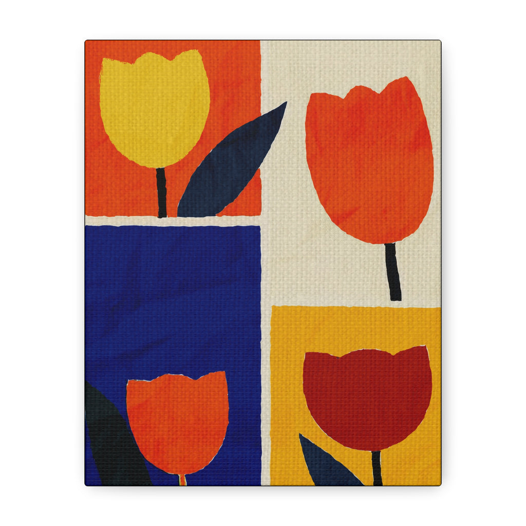 Midwest Modern Bold Tulip Collage Print - Matte Canvas, Stretched, 1.25"