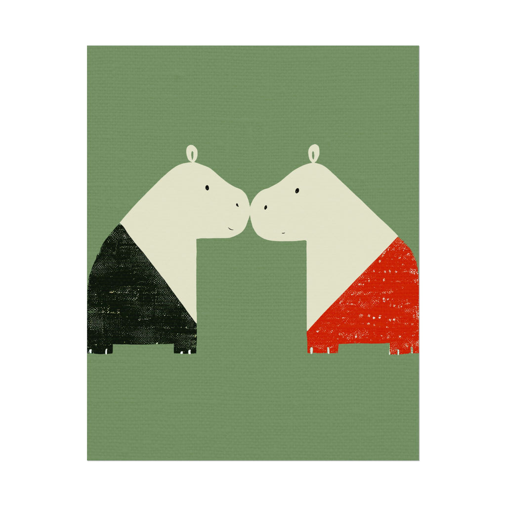 Animal Love Print Hippos Only Rolled Poster - Animals, Hippo, Valentines Day, Nature, Love