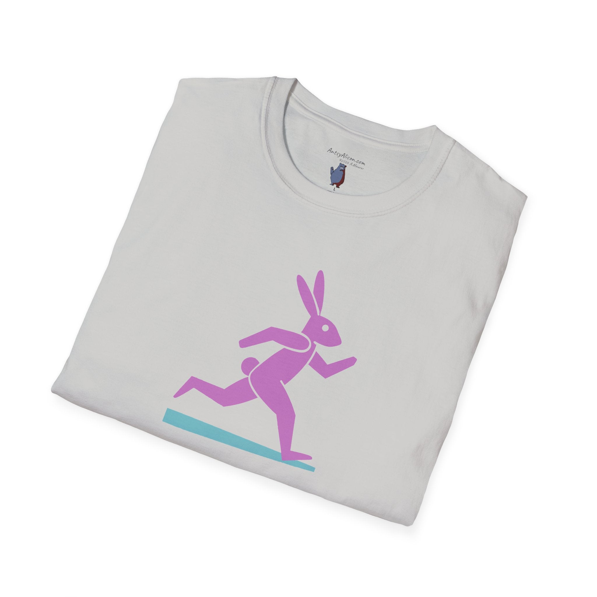 Midwest Modern Run Rabbit Run #4- 100% Cotton Graphic Tee - animal lovers, rabbit, bunny, easter, spring