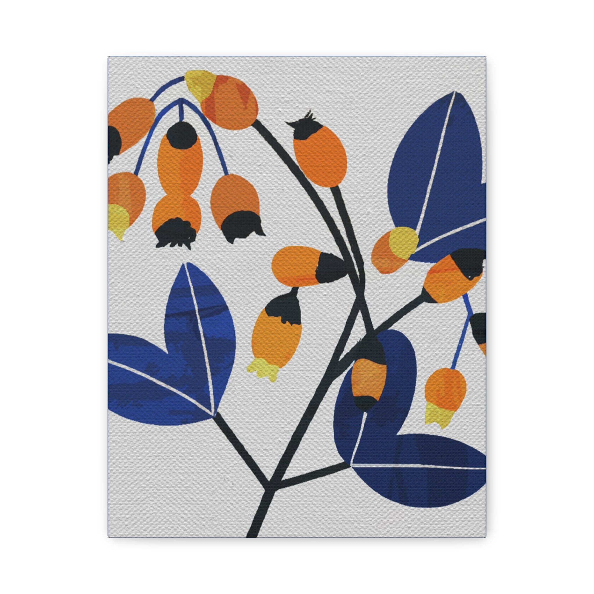 Midwest Modern Abstract Bittersweet Spring Berries Print - Matte Canvas, Stretched, 1.25" -  home decor, wall art, nature, berries, spring