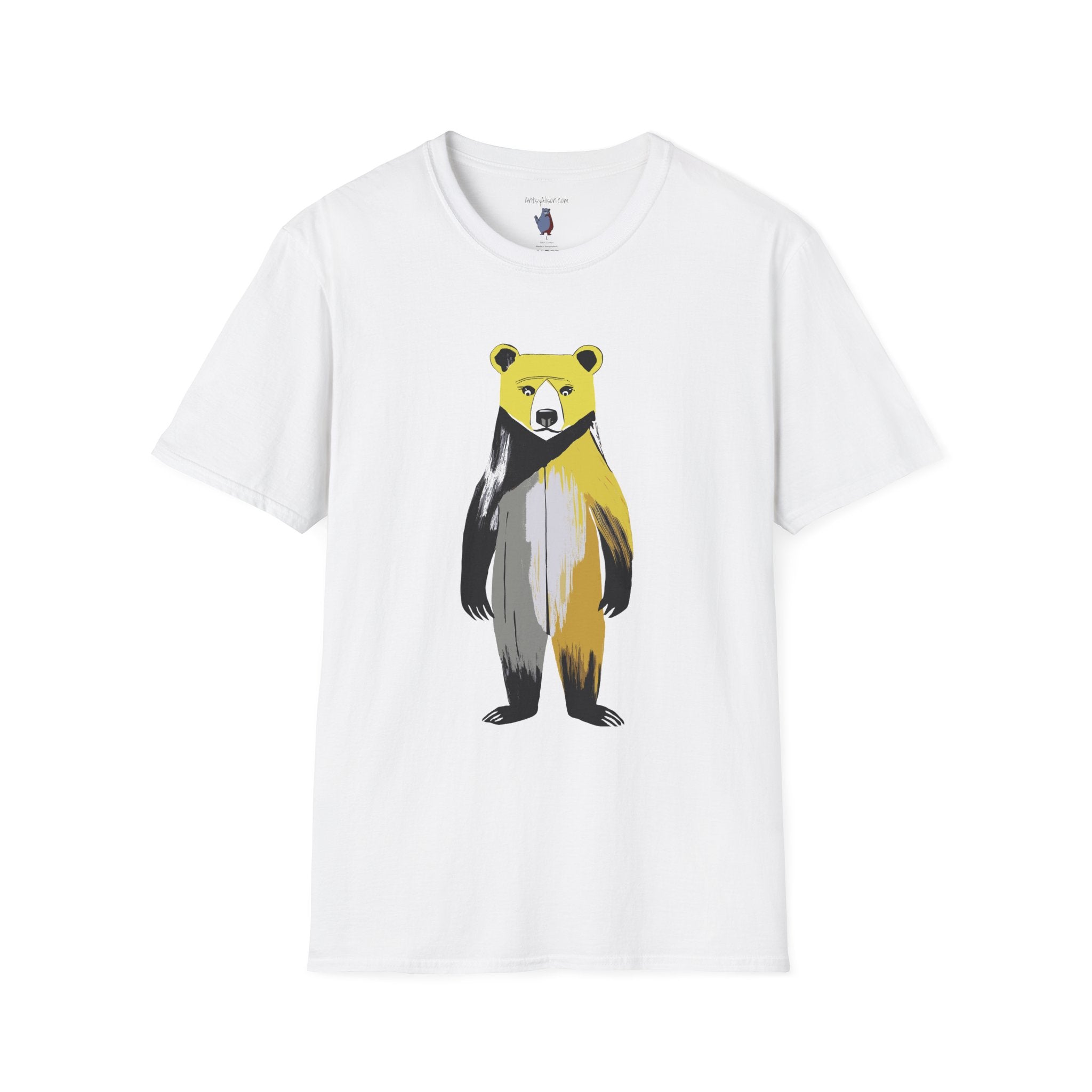 The Painted Black Bear Graphic Art Tee - 100% Cotton T-Shirt