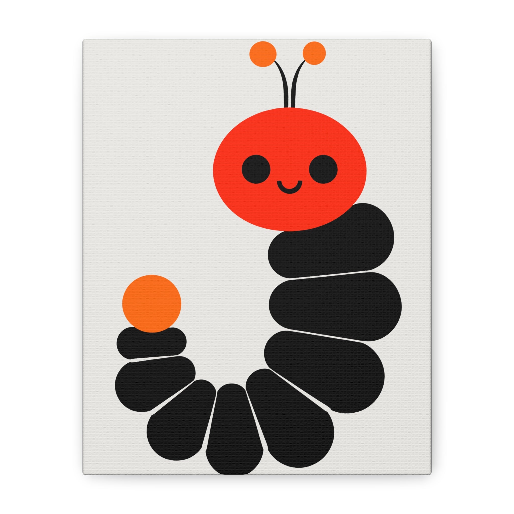 Midwest Modern Simple Graphic Red, Orange & Black Caterpillar Nursery Art Print - Matte Canvas, Stretched, 1.25"