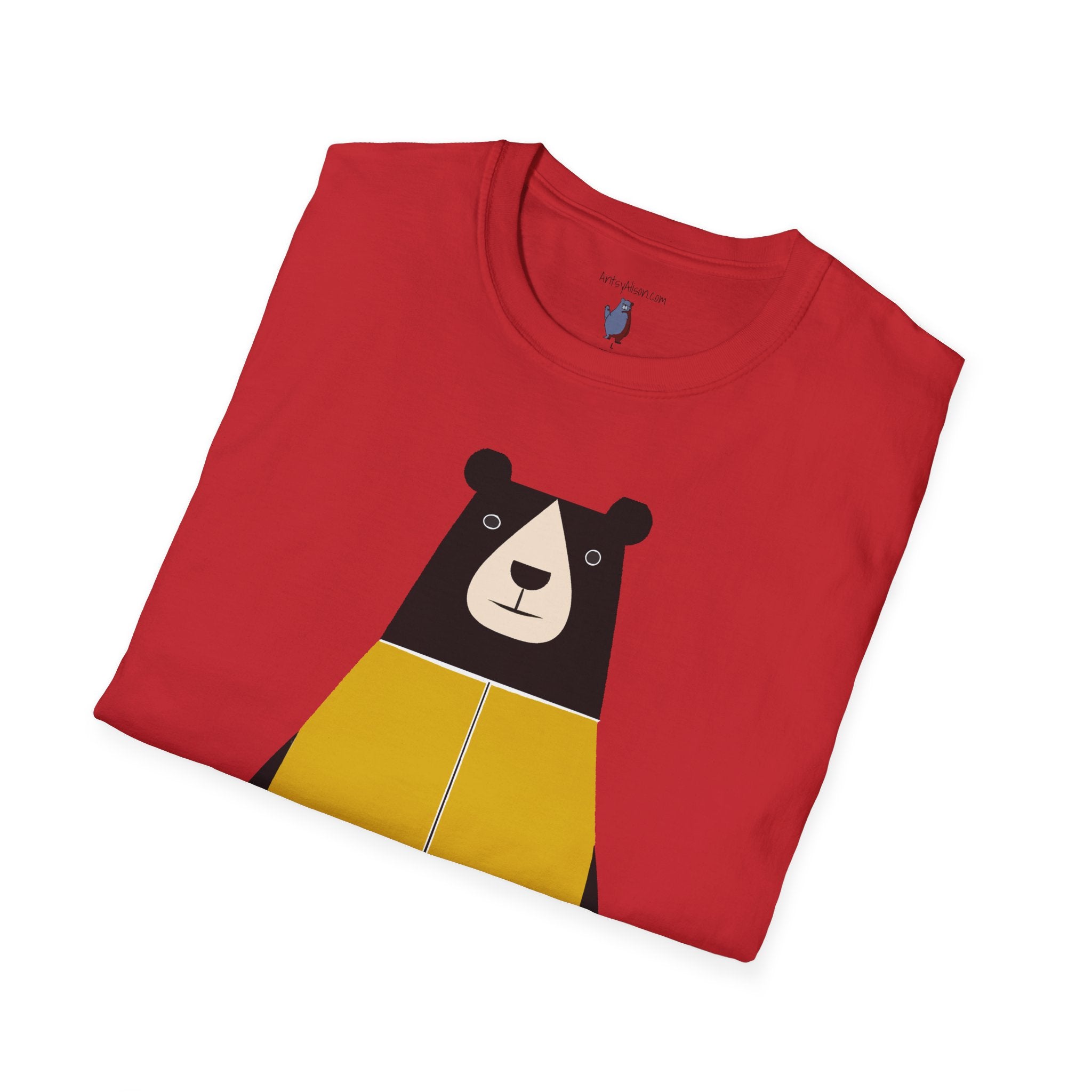 Bear in Yellow Graphic Art - 100% Cotton T-Shirt