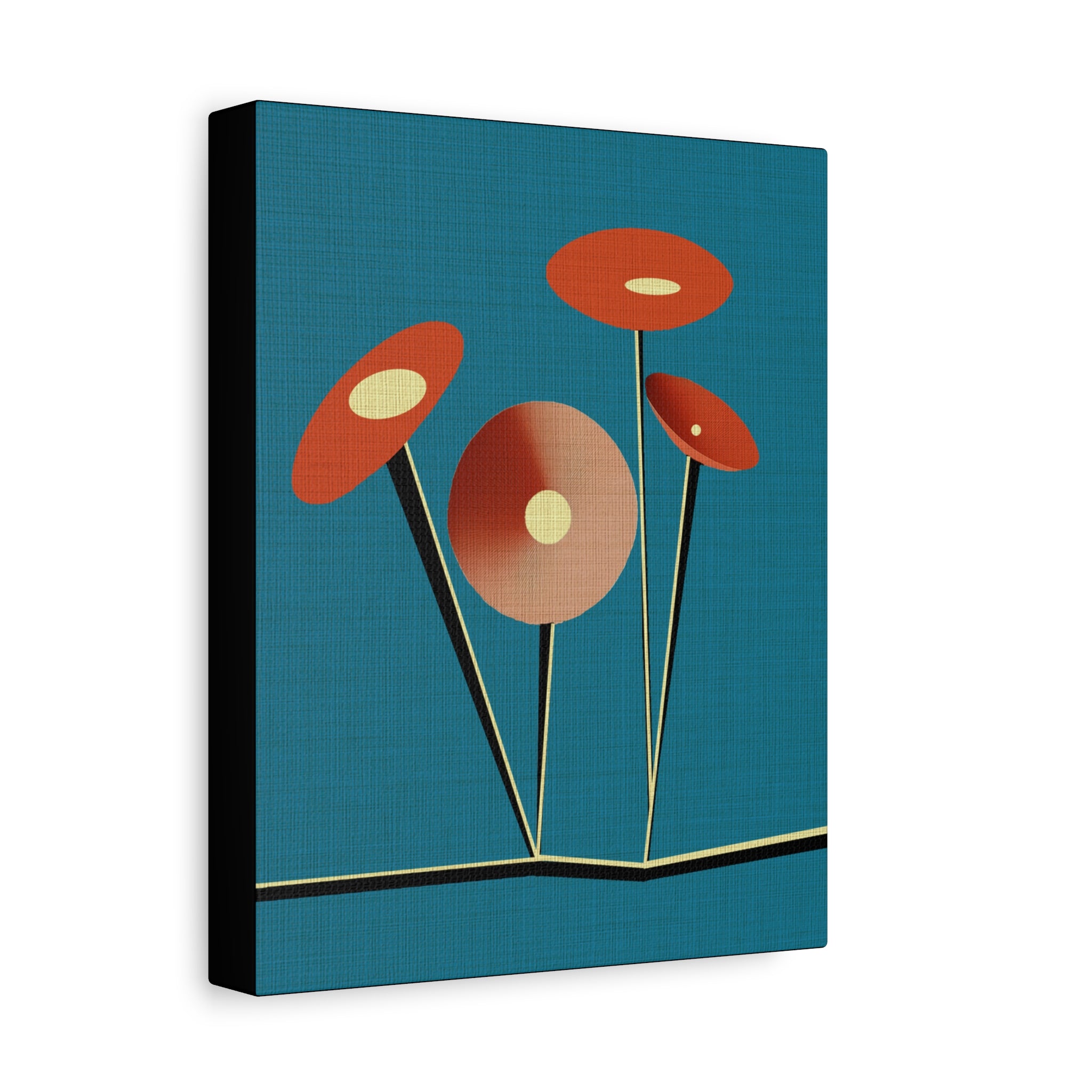 Midwest Modern Saucer Flowers in B - Matte Canvas, Stretched, 1.25"