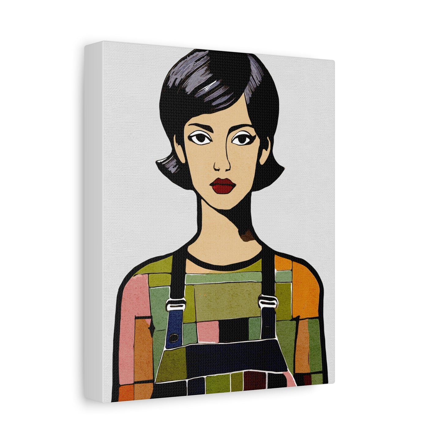 Overalls - Abstract Portrait of Woman - Matte Canvas, Stretched, 1.25"