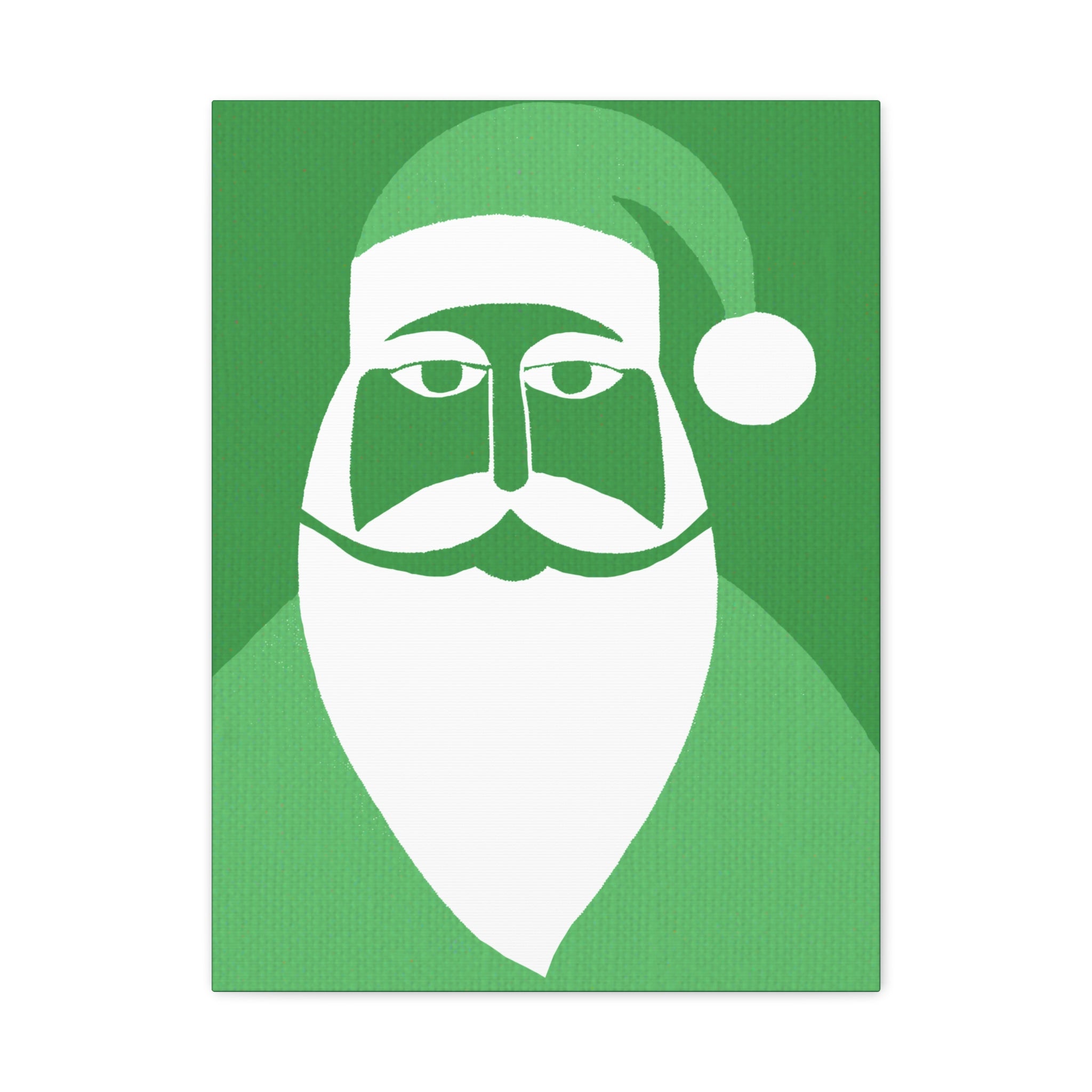 Midwest Mod Holiday Wintergreen Santa Print- Matte Canvas, Stretched, 1.25", holiday decor, Christmas, Santa, Wintergreen, Claus, Kirs Kringle