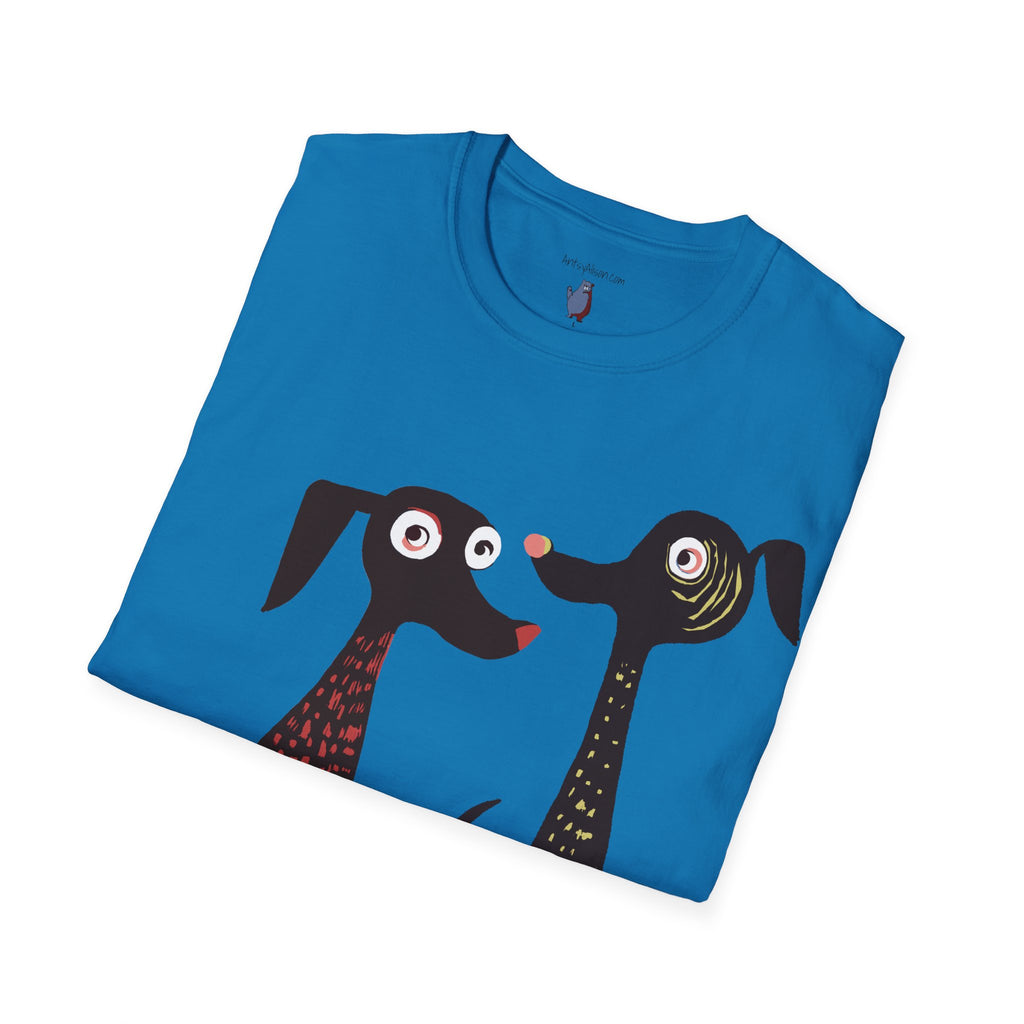 Retro Dog Duo Graphic Art Unisex T-Shirt - 100% Cotton