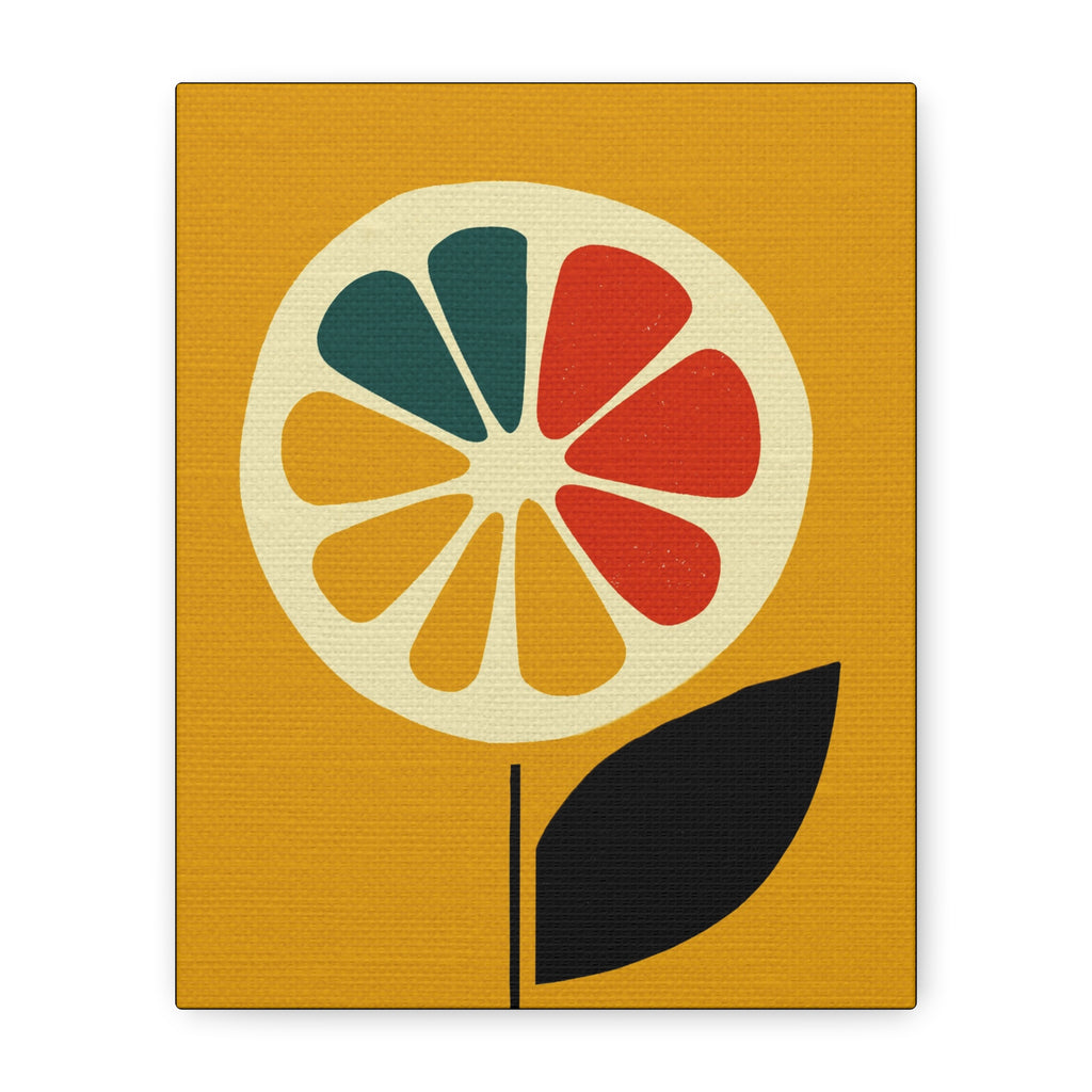 Midwest Modern Icon Pop Art Lemon Flower Print - Matte Canvas, Stretched, 1.25" - wall decor, fun art,  bold, lemons, floral