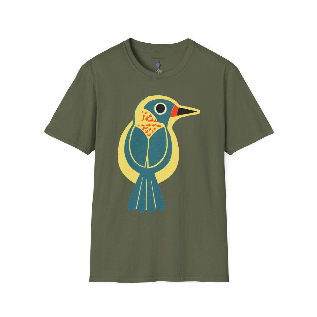 Retro BlueBird Graphic Art Tee - 100% Cotton T-Shirt